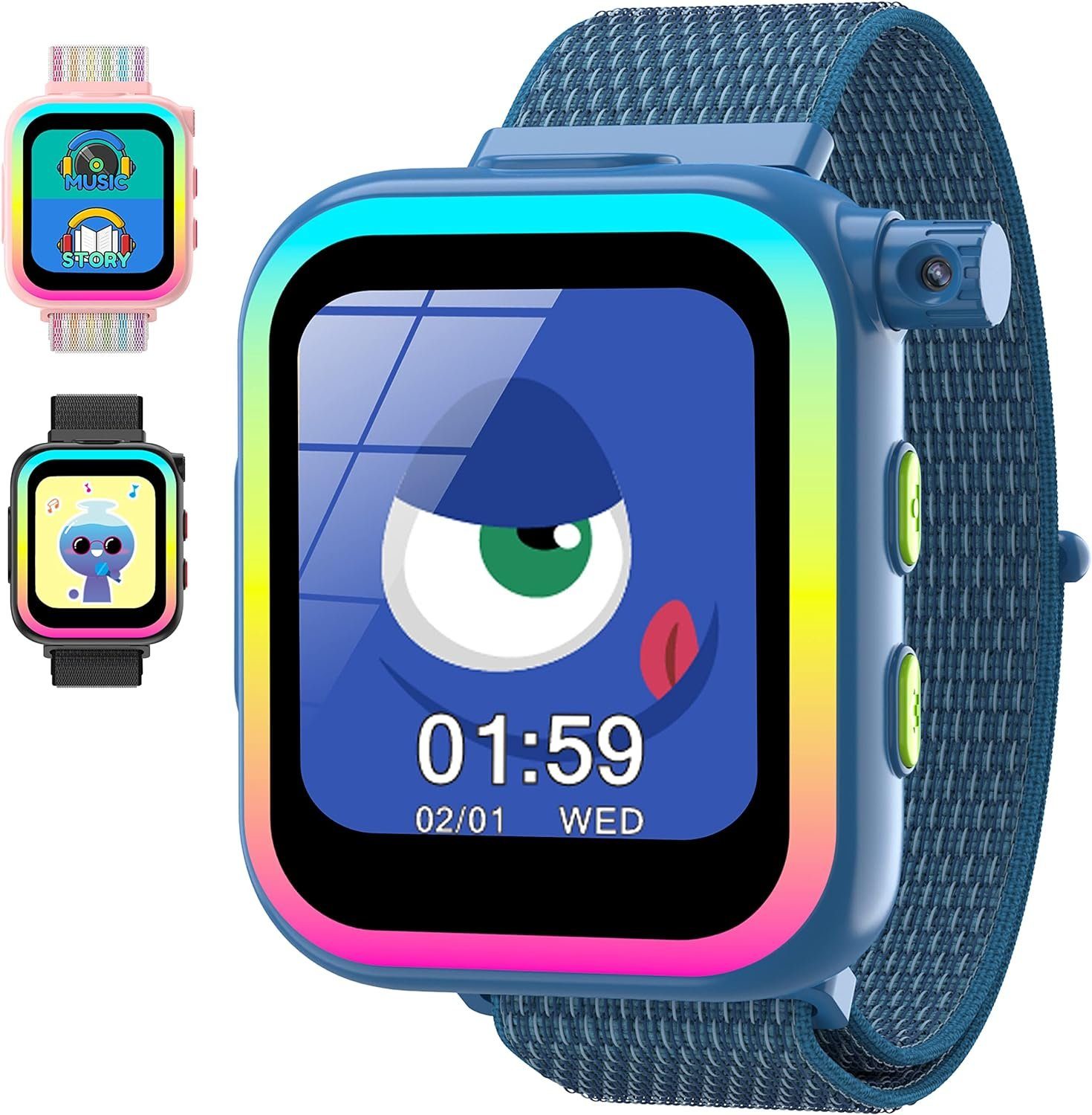 Kesasohe Smartwatch (1,69 uhr intelligente mädchen taschenlampe Kinder kinderuhr kamera Zoll, iOS), jungen Android