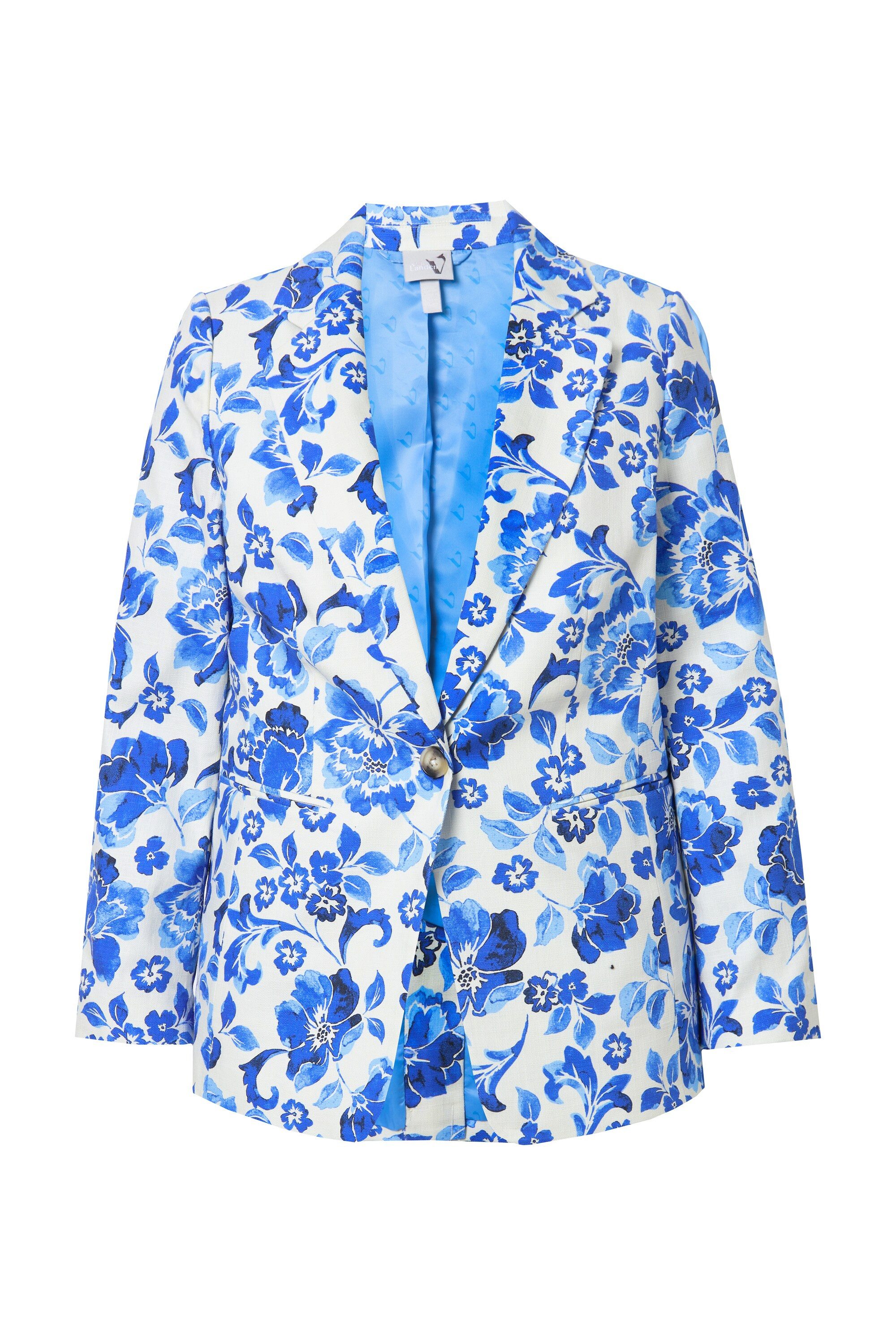 Ulla Popken Blusenblazer Blazer Blütenmuster Reverskragen günstig online kaufen