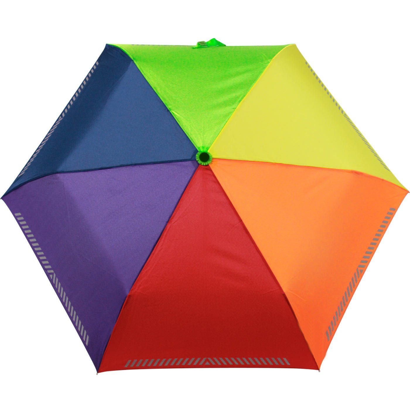 reflektierend Reflex Regenbogen iX-brella Taschenregenschirm Mini Safety extra leicht, Kinderschirm