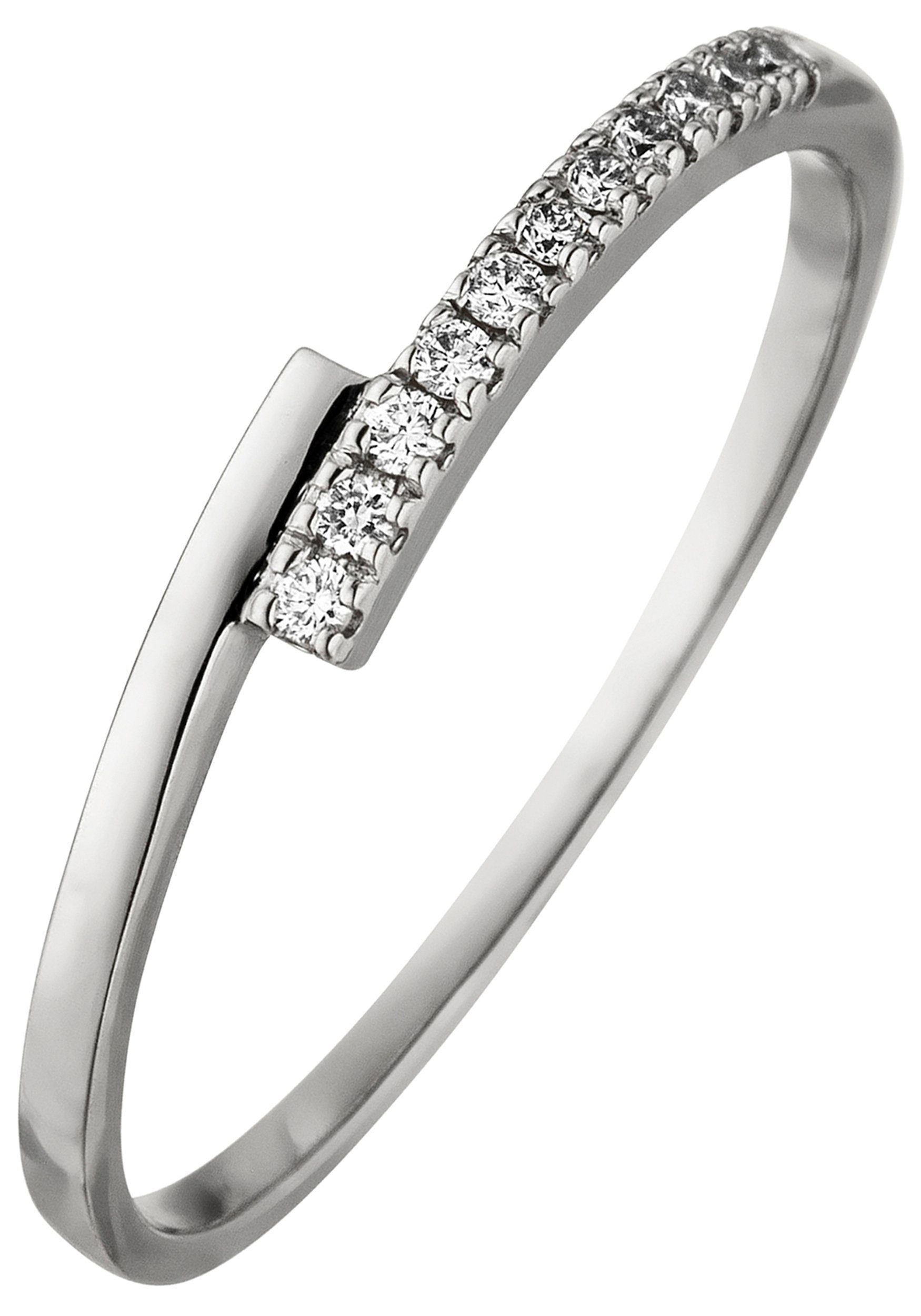 JOBO Diamantring Ring Weißgoldring schmal zart, 585 Weißgold mit 11 Diamanten