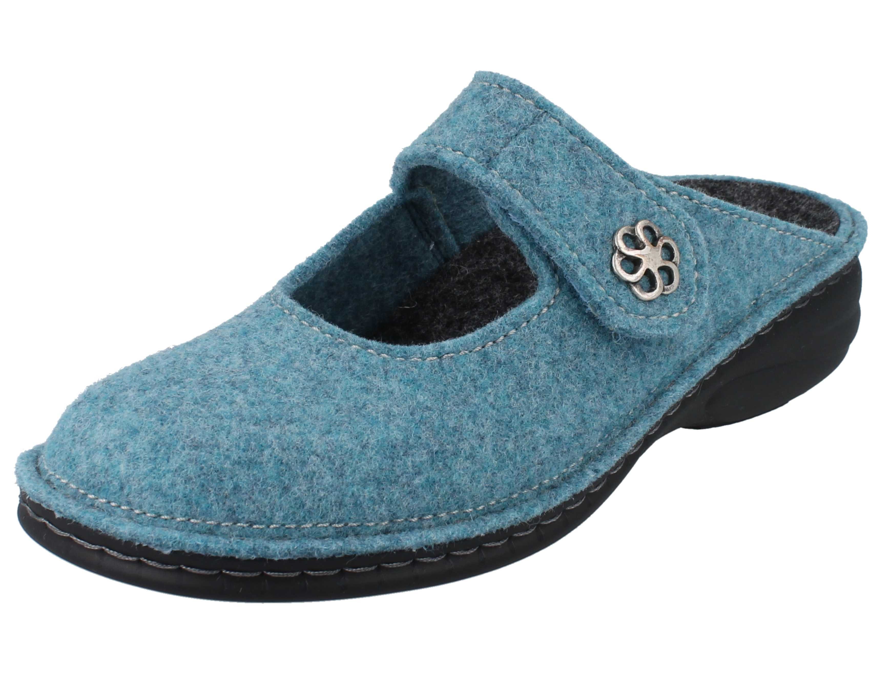 Finn Comfort FINN COMFORT Brig Damen Hausschuhe mintblau Wollfilz - Größe: 41 Clog Wechselfußbett