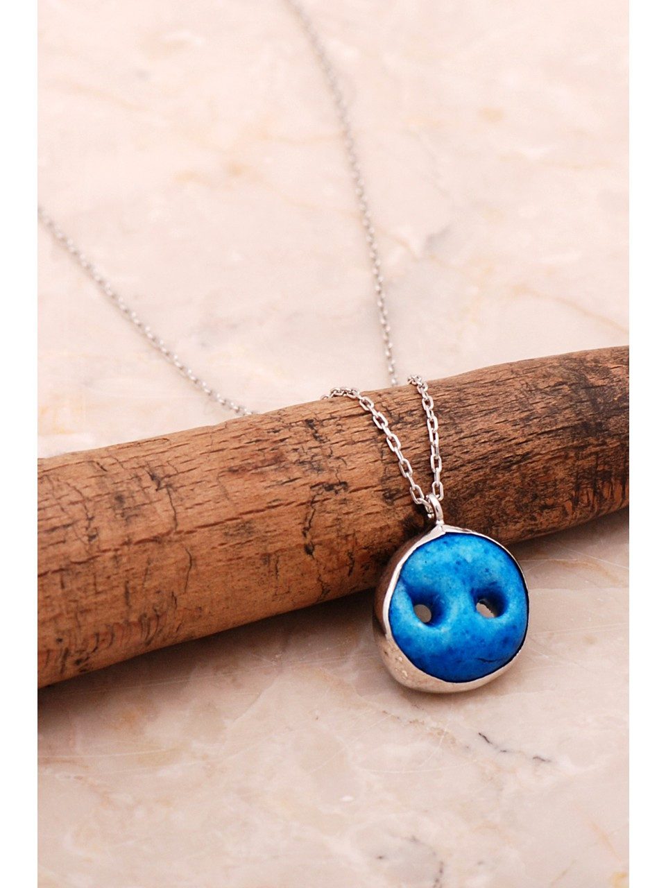 Nisan Kette und Anhänger Set, Syrisches Nazar-Amulett Silberkette – Handgefertigte Halskette