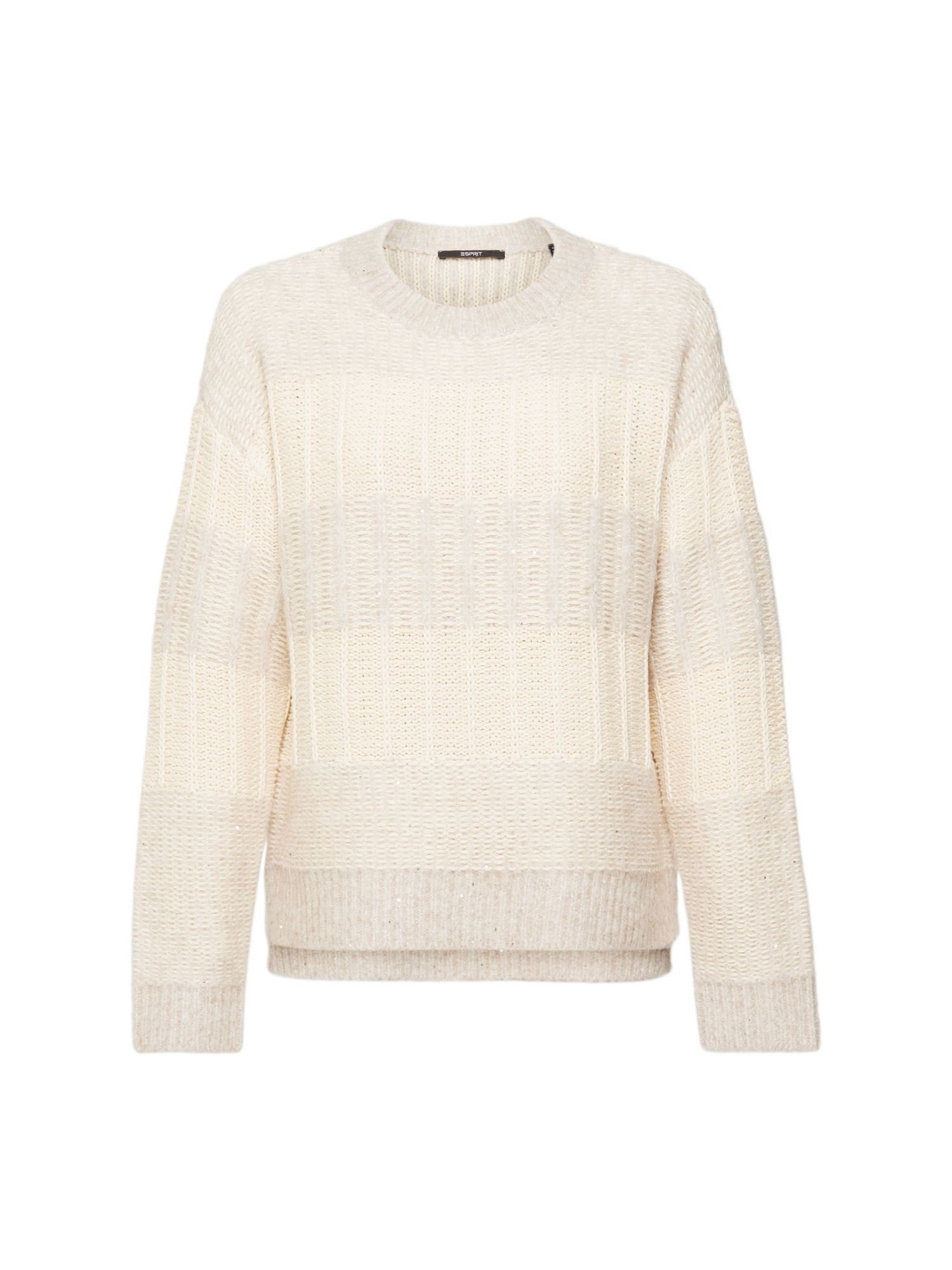 Esprit Collection Rundhalspullover Strukturierter Pullover mit Pailletten