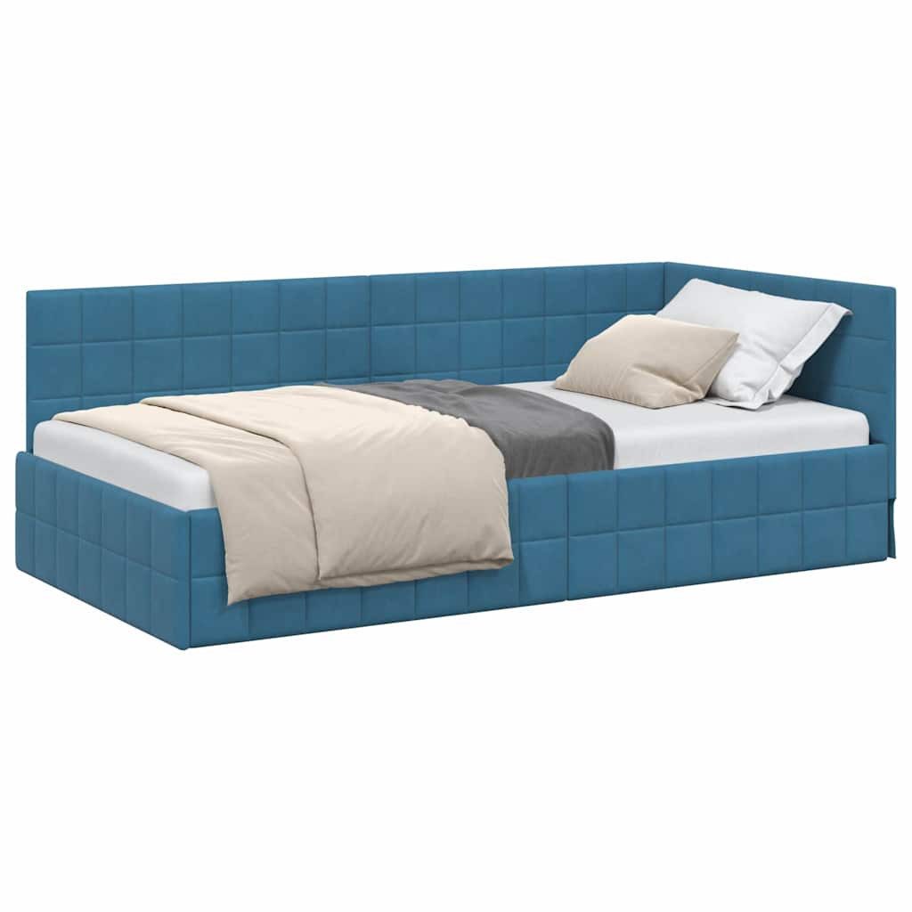 vidaXL Bett Eckbettgestell mit Kopfteil Blau günstig online kaufen