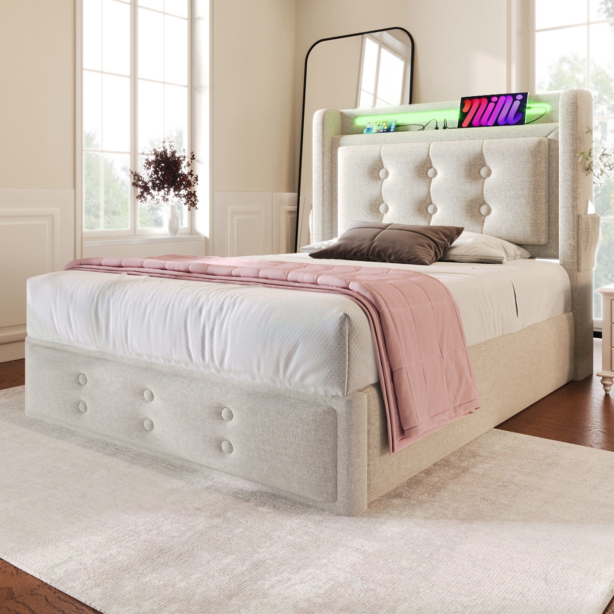 HAUSS SPOLE Polsterbett 90x200cm mit Led-Kopfteil, günstig online kaufen