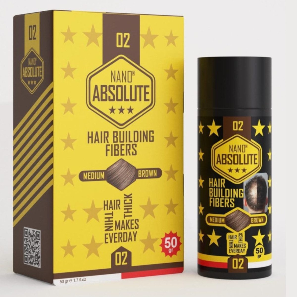 Nano Absolute Haarpuder Hair Building Fibers Haarpuder Topik 50g Medium Brown / Mittelbraun