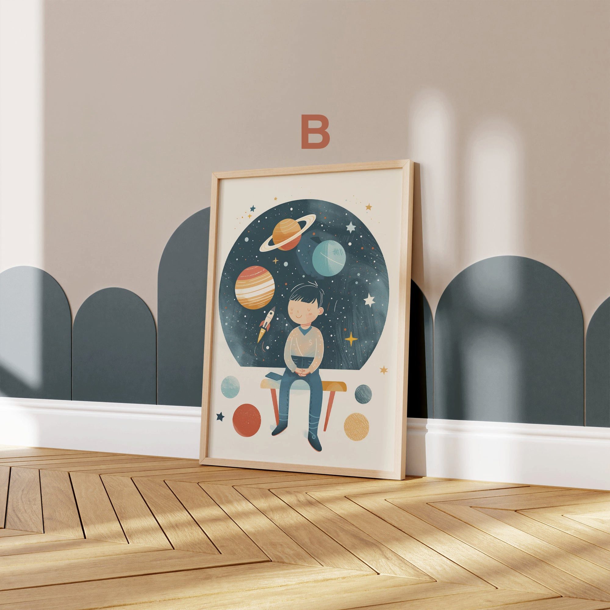 JUSTGOODMOOD Poster Kinderzimmer Premium ® Weltraum Astronaut Rakete Planet günstig online kaufen