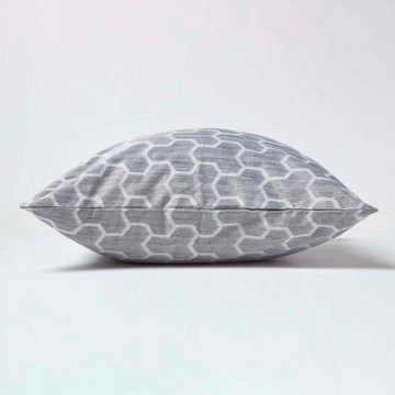 Kissenhülle Kissenbezug mit geometrischem Muster in Grau, 60 x 60 cm, Homescapes