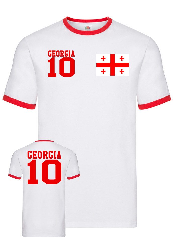 Blondie & Brownie T-Shirt Herren Georgien Georgia Sport Trikot Fußball Meister EM Euro Mit Kontrastnaht