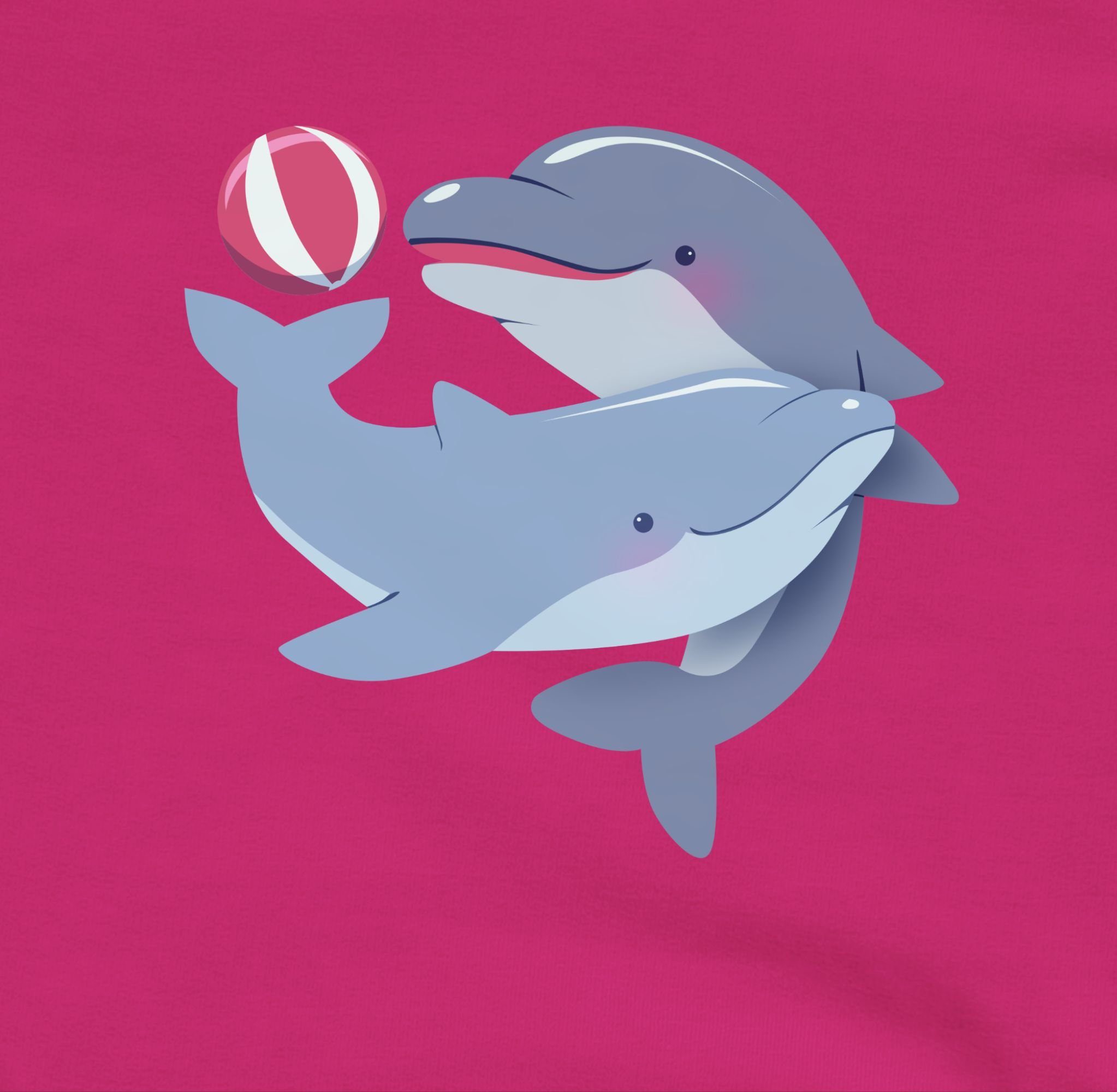 Print Tiermotiv 2 Sweatshirt Animal Delfine Shirtracer Fuchsia