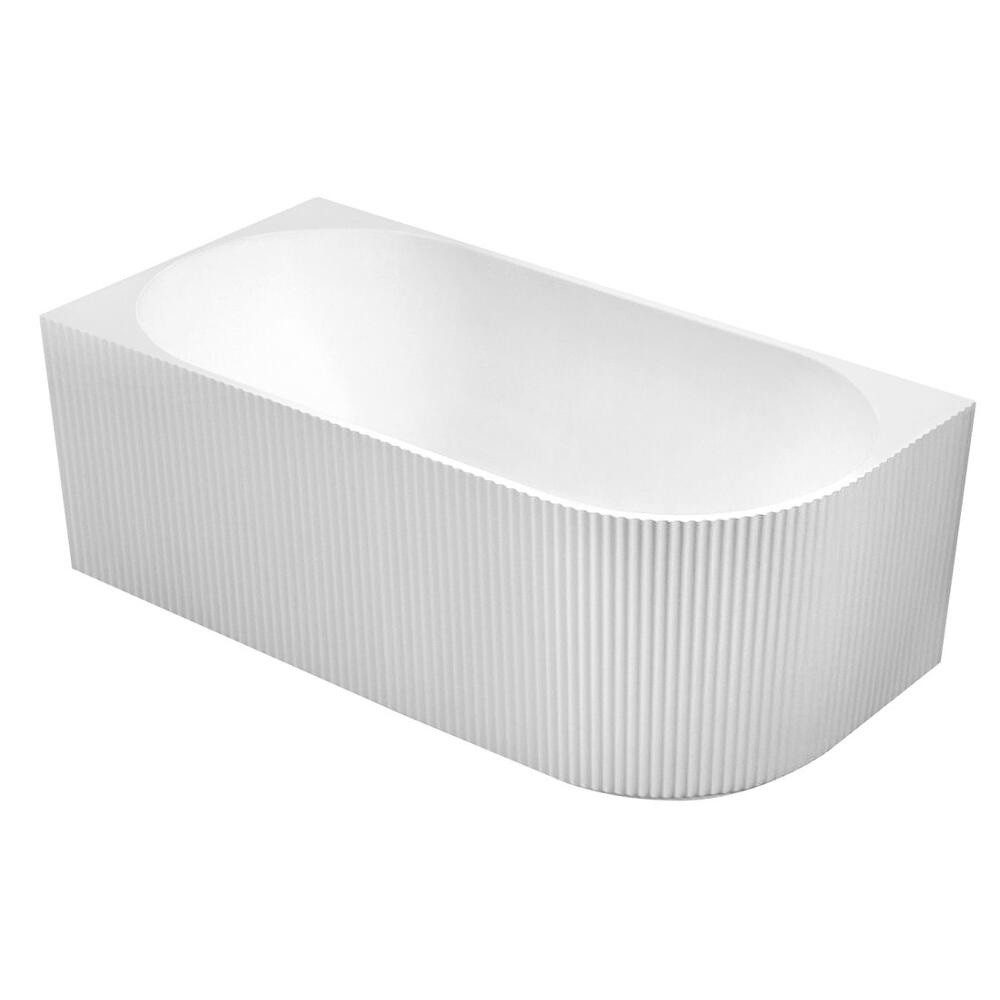HAK Badewanne TIBERA STRIP L Eckbadewanne, 150x75cm, Wellenpaneel, Weiß