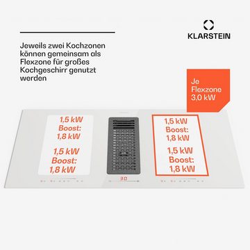 Klarstein Induktions-Kochfeld CGCH3-F.H.1.Gen-90WH CGCH3-F.H.1.Gen-90WH, Kochfelder mit Dunstabzug Induktion Hob Flex 4 Zonen