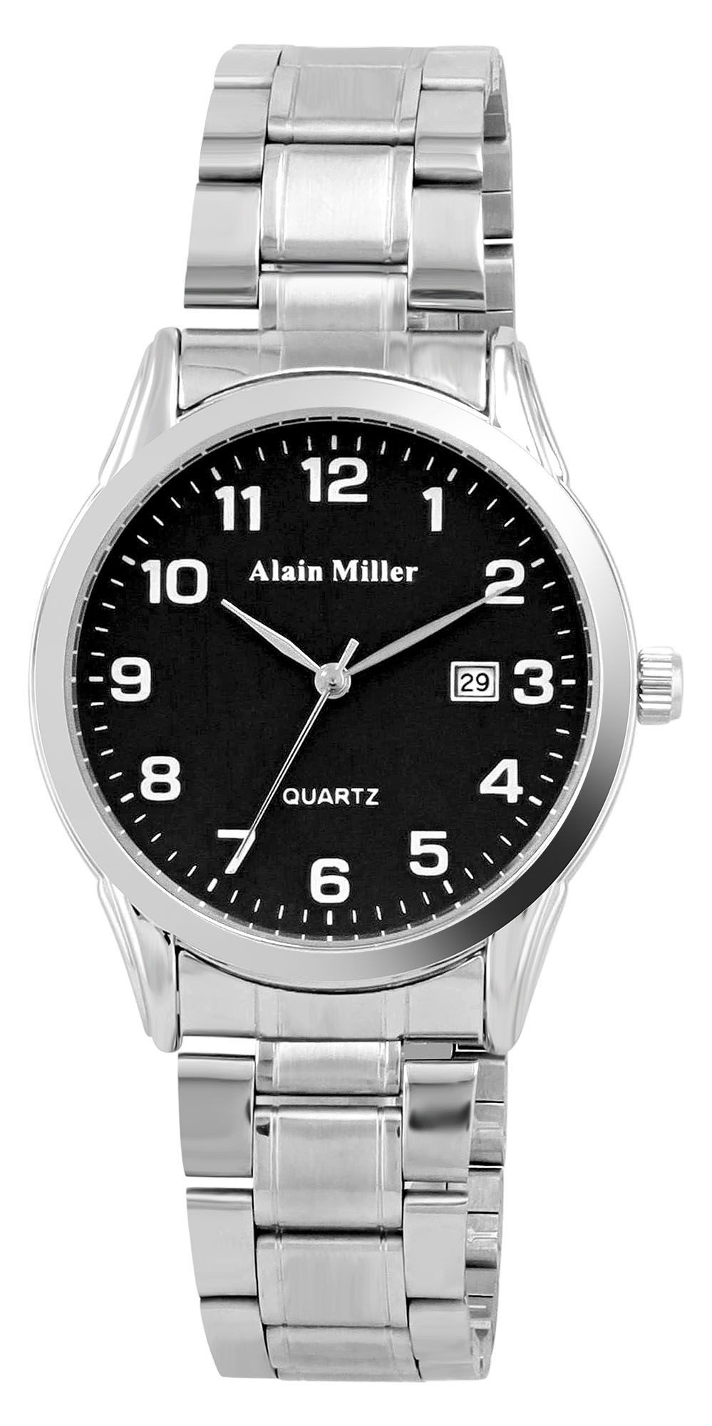 Alain Miller Quarzuhr 2800104 Edelstahlarmband, Datumsanzeige, D: 40mm, Bas günstig online kaufen