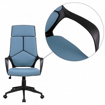 möbelando Bürostuhl Bürostuhl Stoffbezug Blau Schreibtischstuhl Design Chefsessel Drehstuh, 63 x 129 x 70 cm (B/H/L)