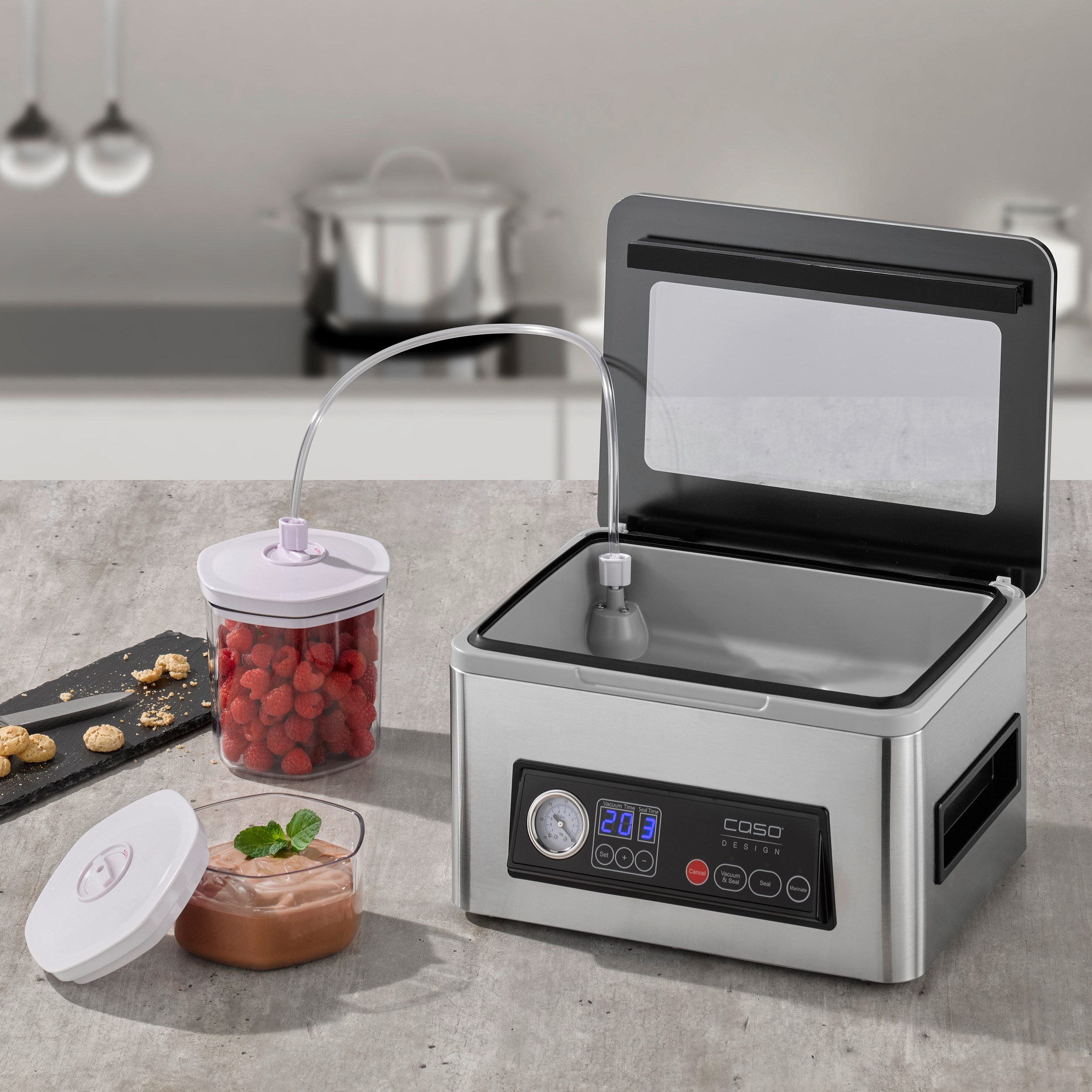Caso Vakuumierer VacuChef 50, 300W, Doppelte Schweißnaht, Manometer, 4-Kolben‐Vakuumpumpe