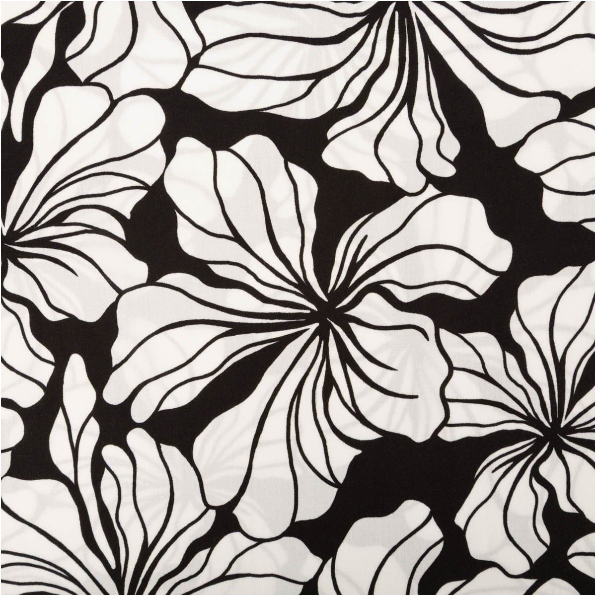 SCHÖNER LEBEN. Stoff Viskose Stoff Meterware Radiance Blüten schwarz weiß 142cm, allergikergeeignet