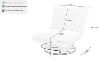 Massivart® Sessel MAO Cord creme oder grau / Fernsehsessel, Drehfunktion, 360 Grad drehbar, Wellenunterfederung