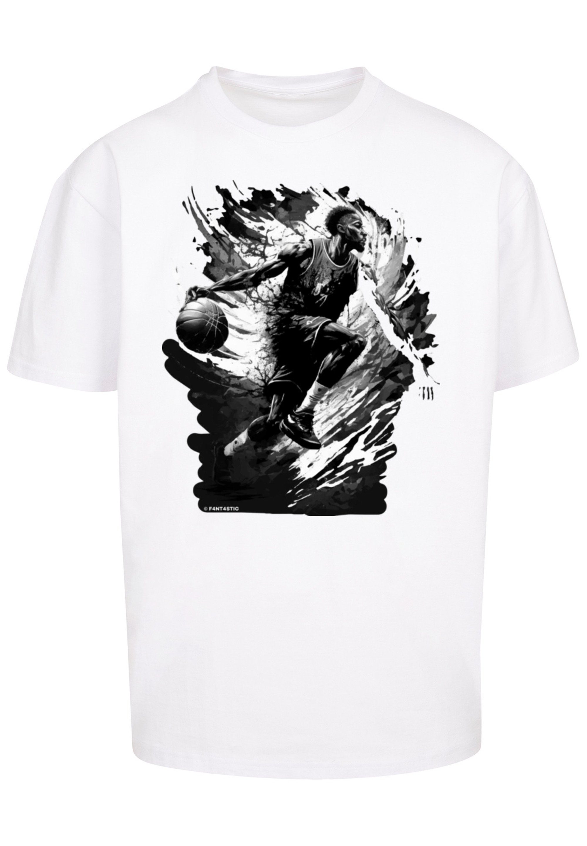 F4NT4STIC T-Shirt Basketball Splash Print weiß TEE OVERSIZE Sport