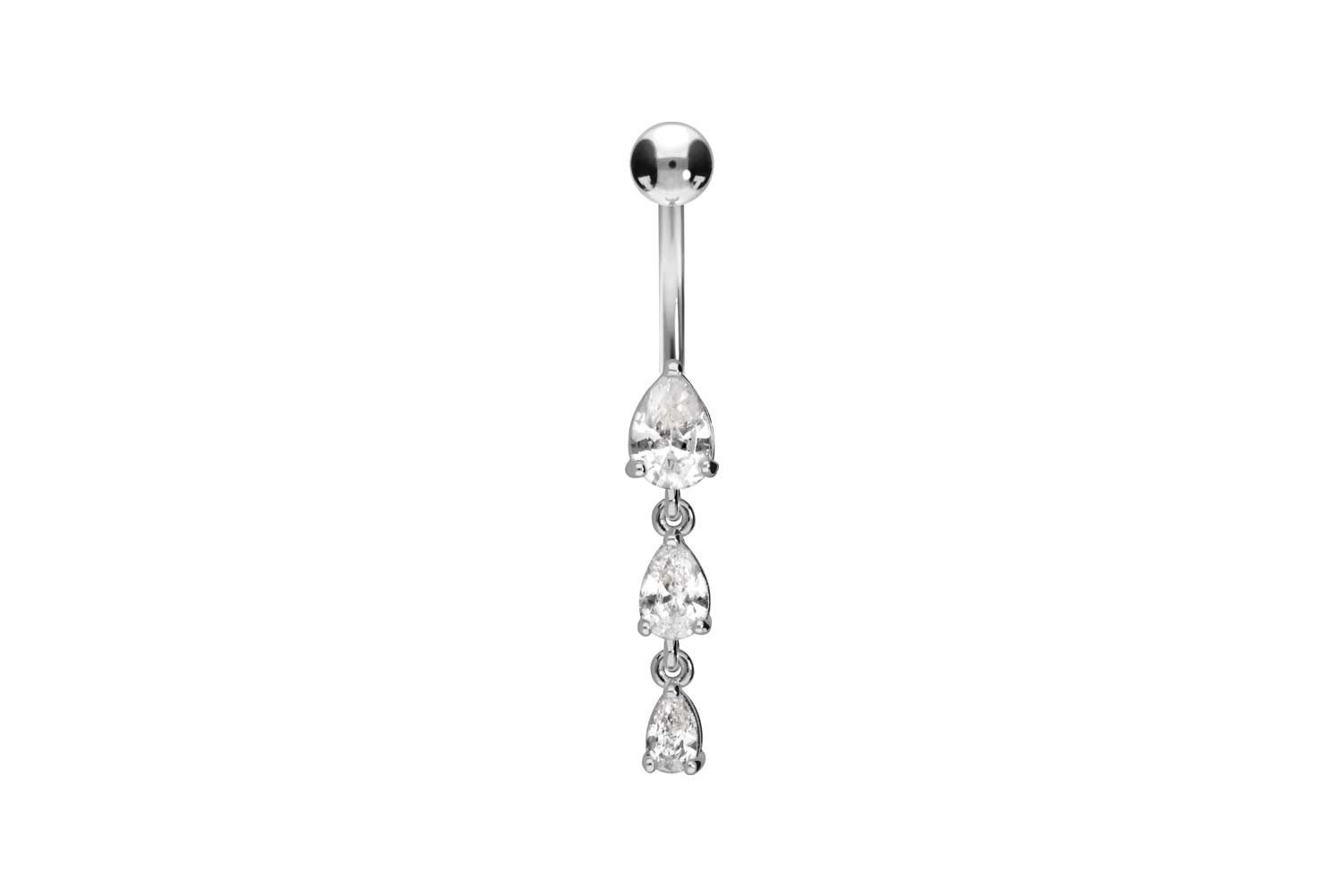 Bauchnabelpiercing Chirurgenstahl Bananabell 3 KRISTALLTROPFEN