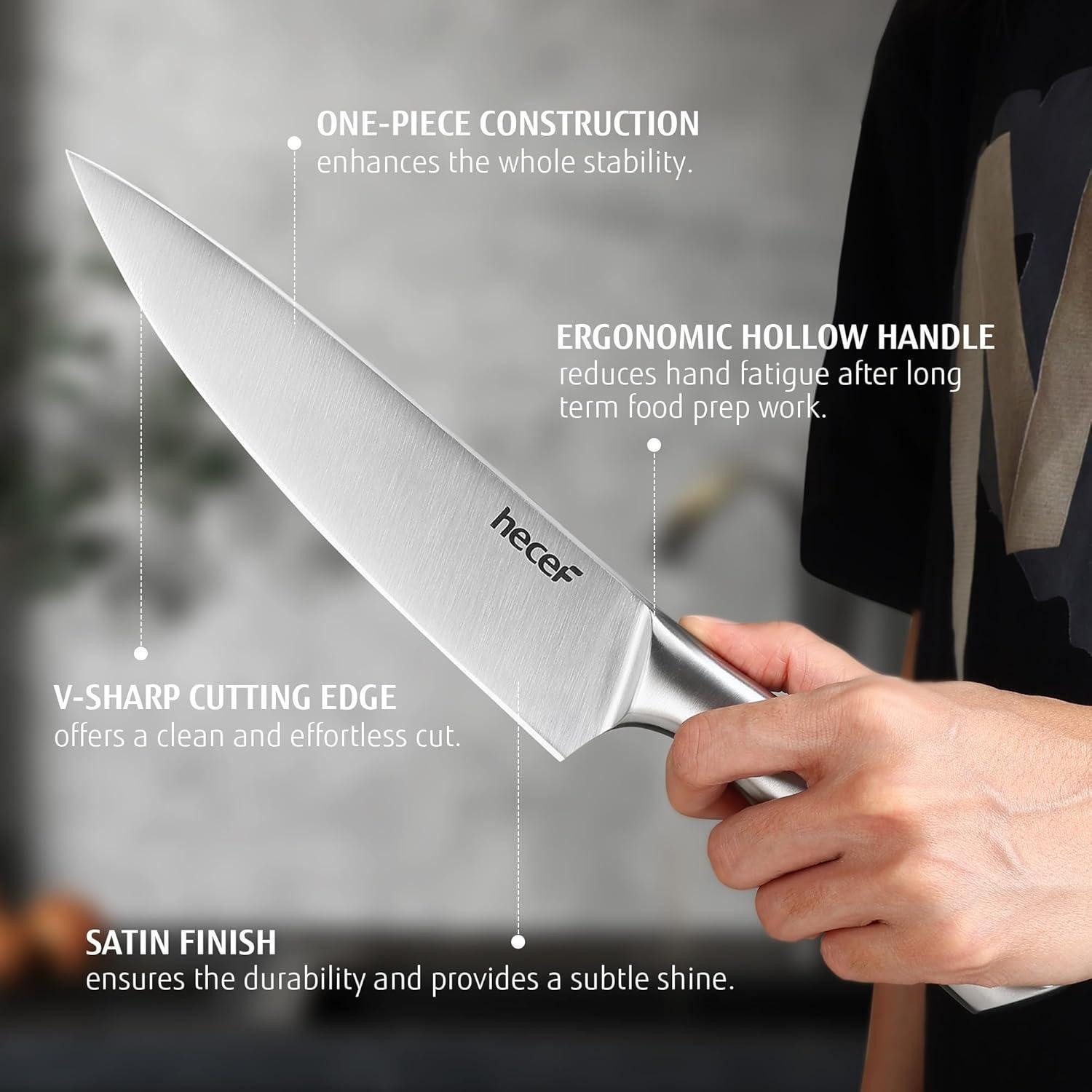 LuxusKollektion Messer-Set hecef Messerset 3-teilig Edelstahlklinge Hohlgriff