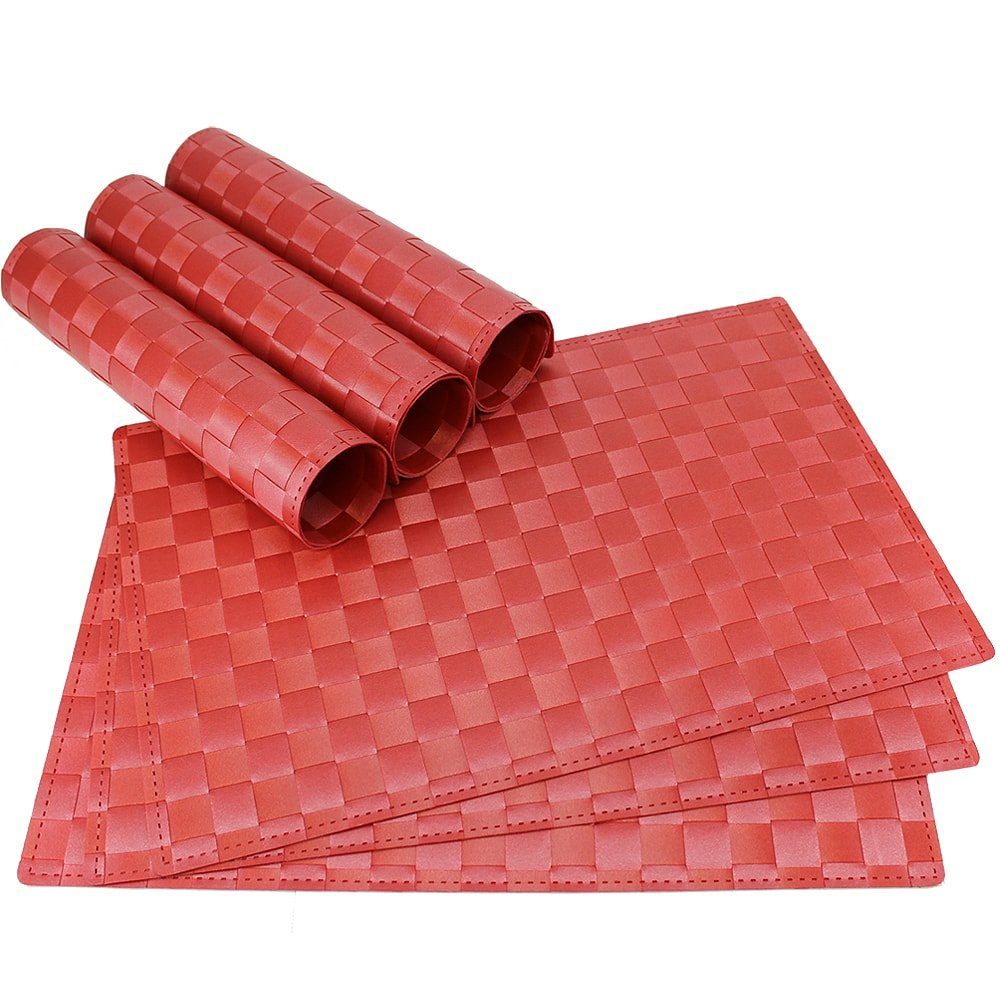 matches21 HOME & HOBBY Platzset Tischset MODERN bordeaux rot 6er Tischunterlage als Tischdeko, (6-St), modernes Esstisch Platzdeckchen als abwaschbarer Tischuntersetzer
