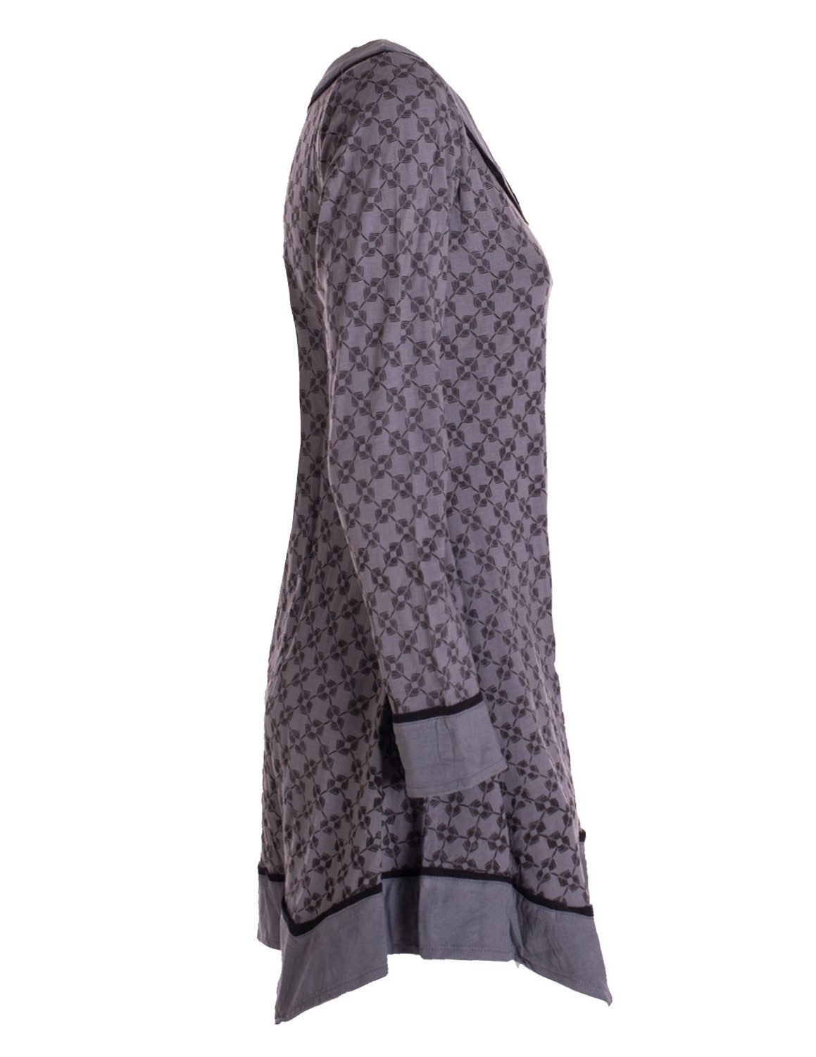 Vishes Tunikakleid Langarm Damen Tunika Shirt-Kleid Ethno Zipfel-Bluse Blusenkleid Elfen, Hippie, Boho Style