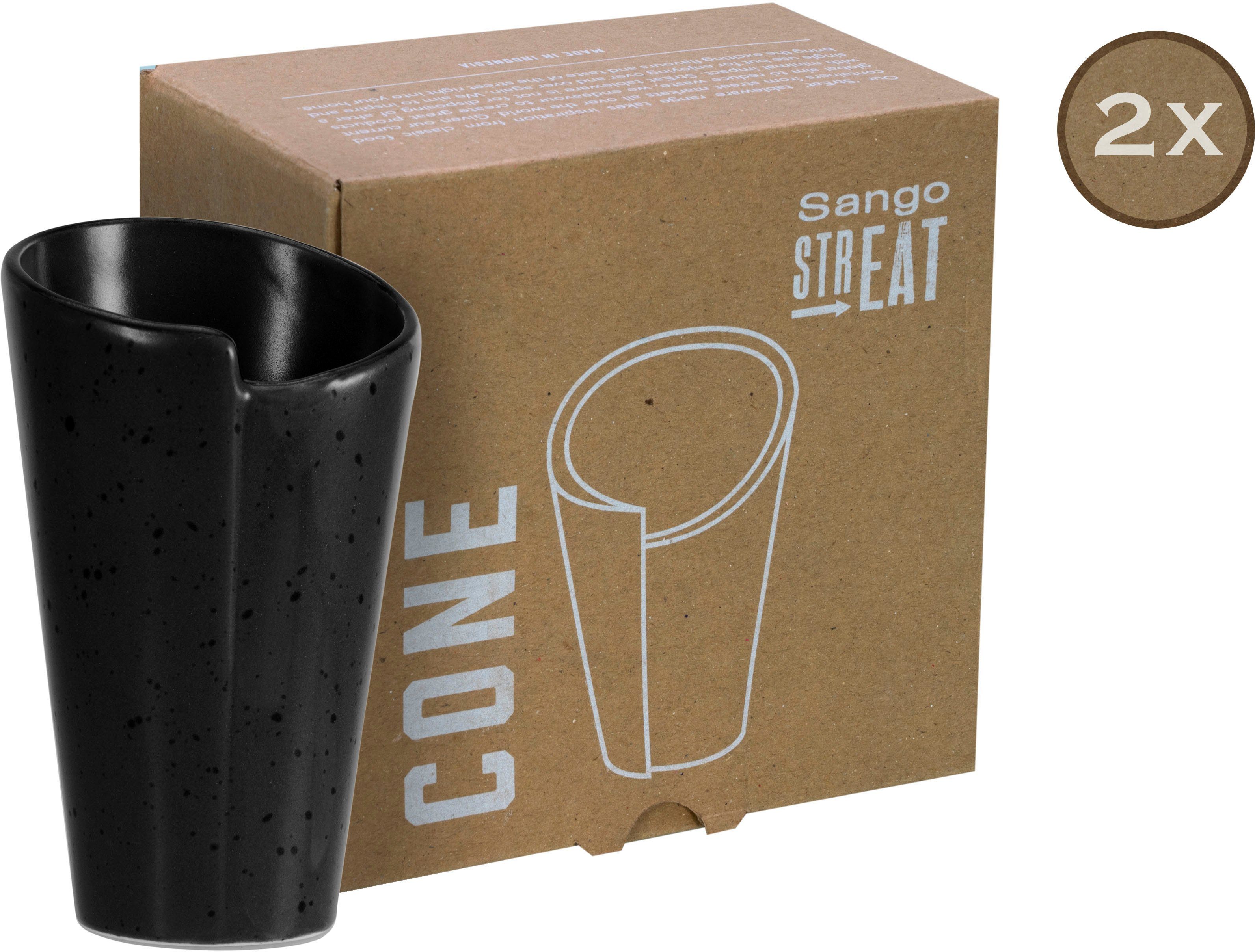 CreaTable Snackschale Cone, Steinzeug, (Set, 2-tlg), Servierschale, Dipschale, Topaktueller „Streat Food“ Trend