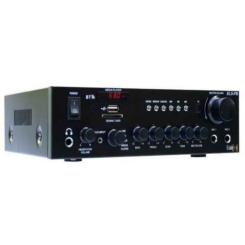 E-Lektron EL5-FB Audioverstärker (Anzahl Kanäle: 2, 35,00 W, FM-Radio, Bluetooth-Empfänger, USB/SD Media-Player, Fernbedienung, Kopfhörerbuchse, Karaoke-Funktion)