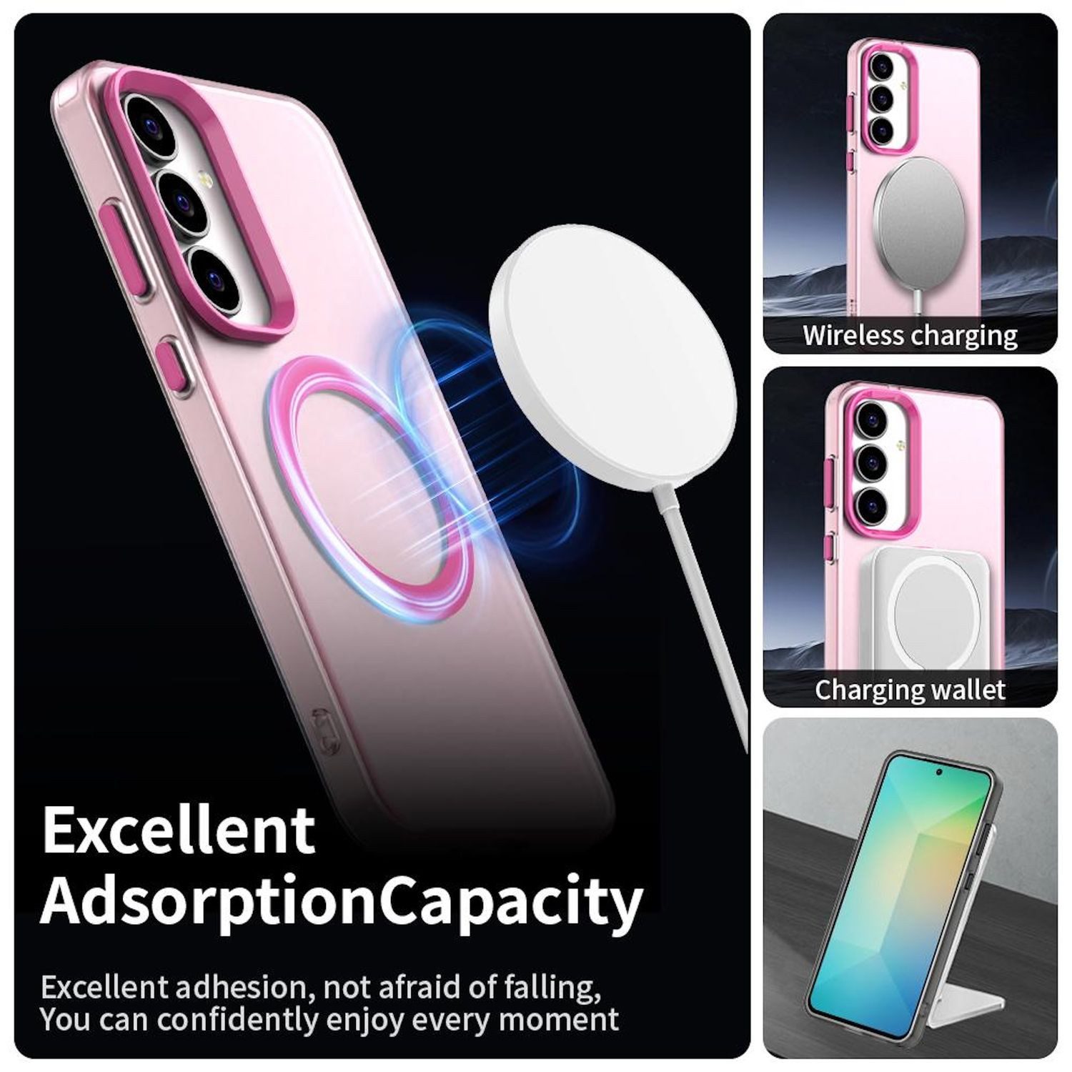 Wigento Handyhülle Für Samsung Galaxy S25 FE 5G Candy Design Magsafe Hybrid Hülle Pink, Magsafe Funktion, Stoßschutz, präzise Aussparungen