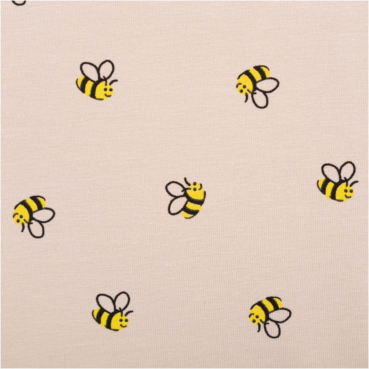 SCHÖNER LEBEN. Stoff Jersey Stoff Meterware Baumwolljersey Bienen sand gelb 145cm, allergikergeeignet,atmungsaktiv,pflegeleicht