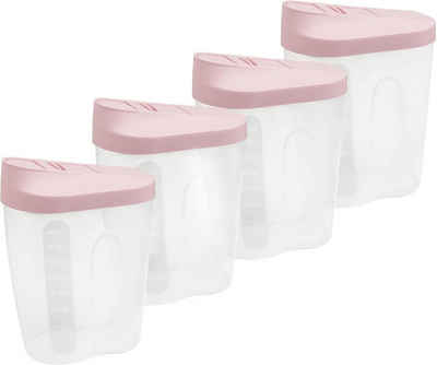2friends Müslibox 4 Stück Vorratsdosen Schüttdosen, Kunststoff, (4er Set), 1 Liter, aus Kunststoff ideal z.B. für Müsli Fb. Rosa