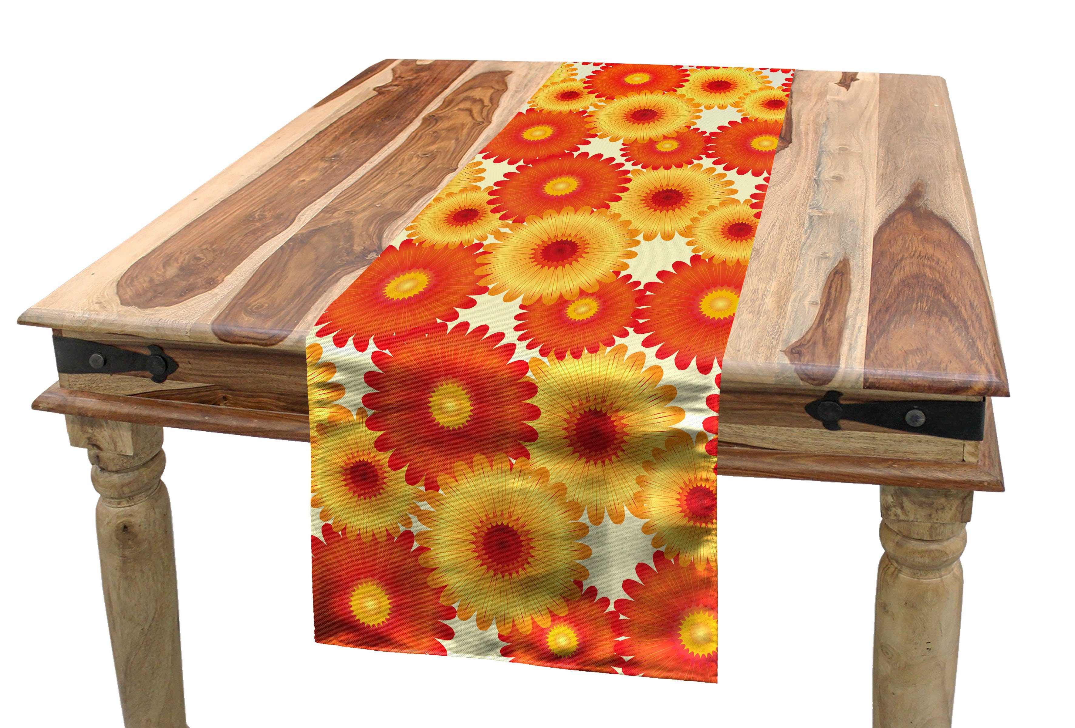 Gerbera Orange Dekorativer Rechteckiger Küche Grafik Blütenblätter Tischläufer, Tischläufer Abakuhaus Esszimmer