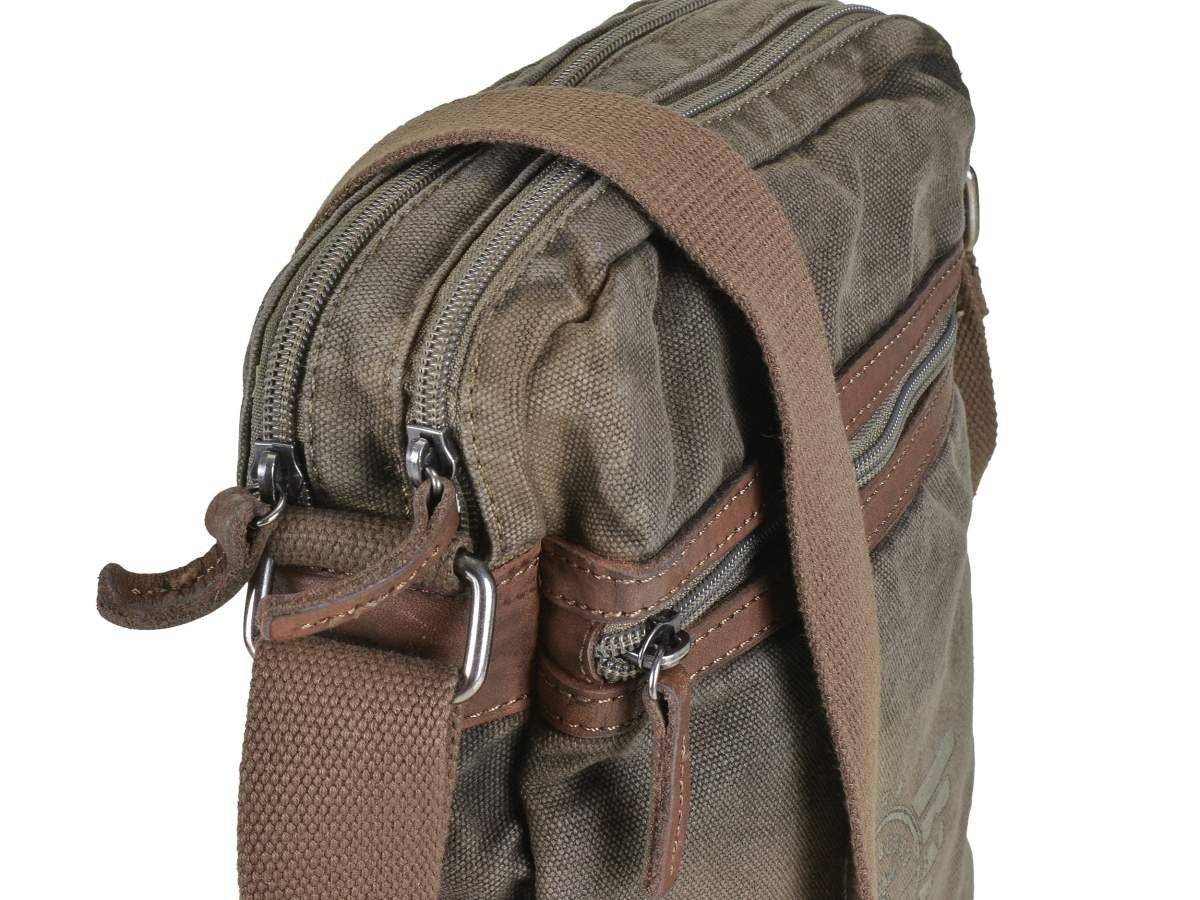 Lederbesatz mit 22x30cm, khaki Greenburry Aviator, Messengerbag, Schultertasche Herrentasche Umhängetasche