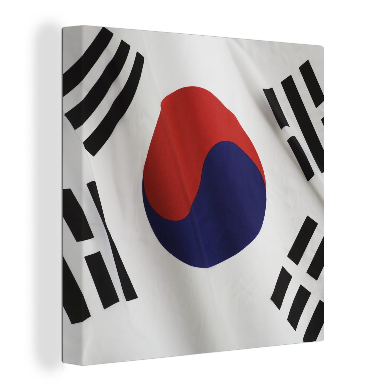 OneMillionCanvasses® Leinwandbild Nahaufnahme der Flagge von Südkorea, (1 St), Leinwand Bilder für Wohnzimmer Schlafzimmer