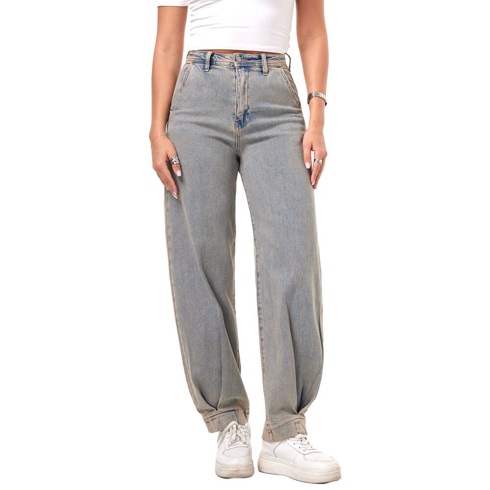 Ital-Design Slouchy Jeans Lässige Denim Jeans für Damen – Bequeme Trendmode (90727766) Used-Look Stretch High Waist Jeans in Blau