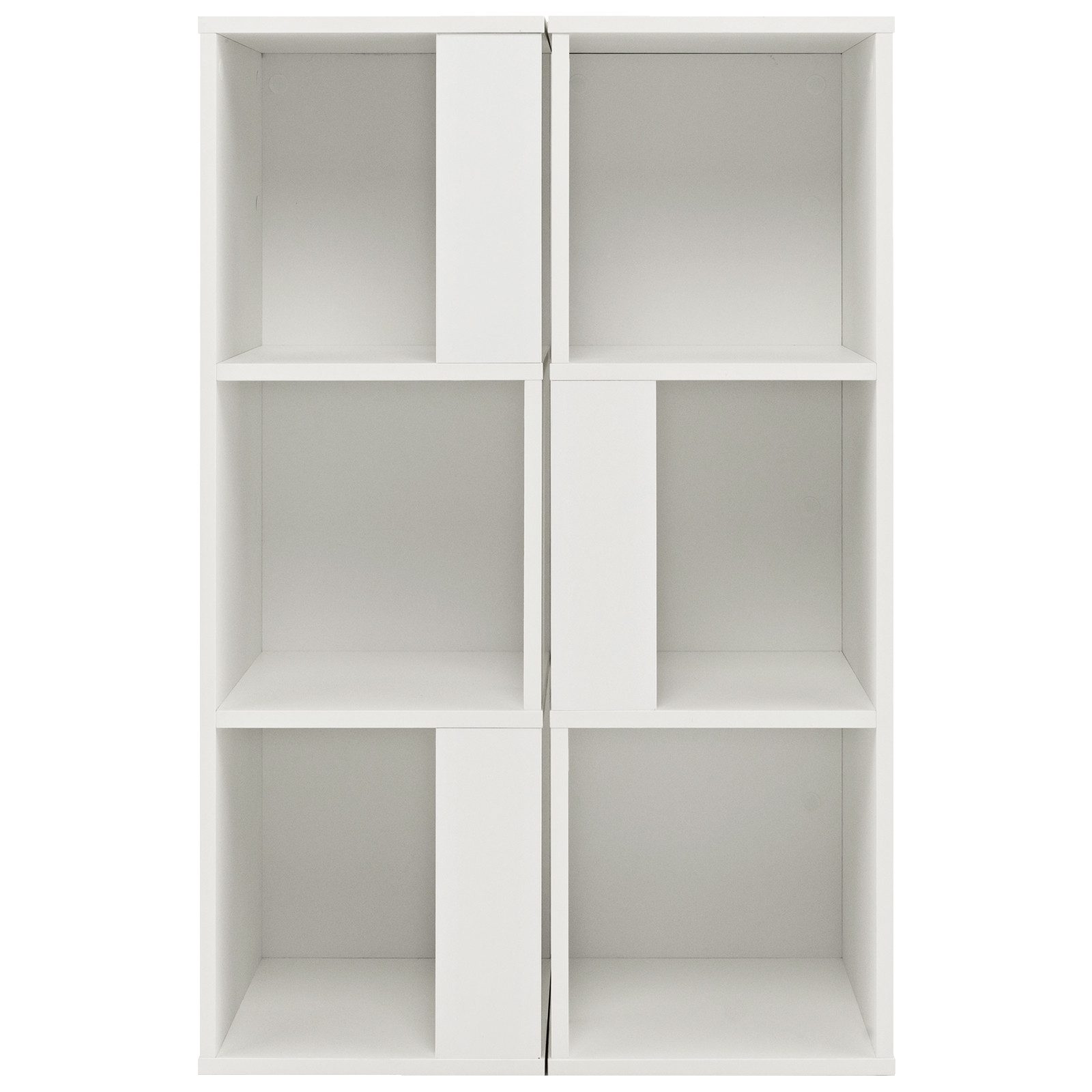 COSTWAY Bücherregal, 2-tlg., mit 6 Fächern, Holz, Kippschutz, 33x33x100,5cm günstig online kaufen