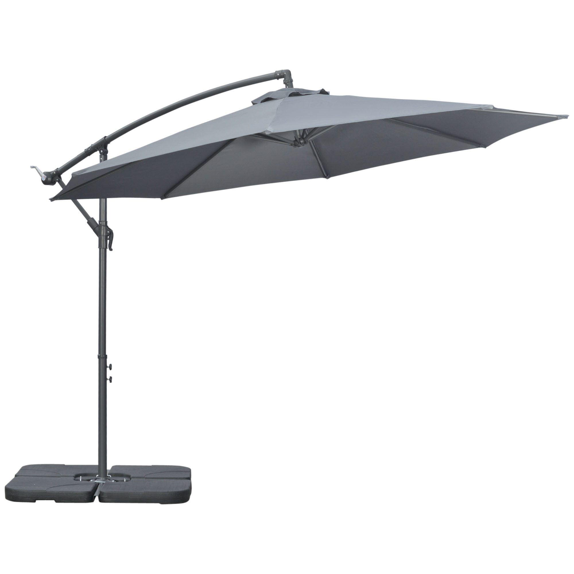Outsunny Ampelschirm Gartenschirm mit Handkurbel, Gewichte, LxB