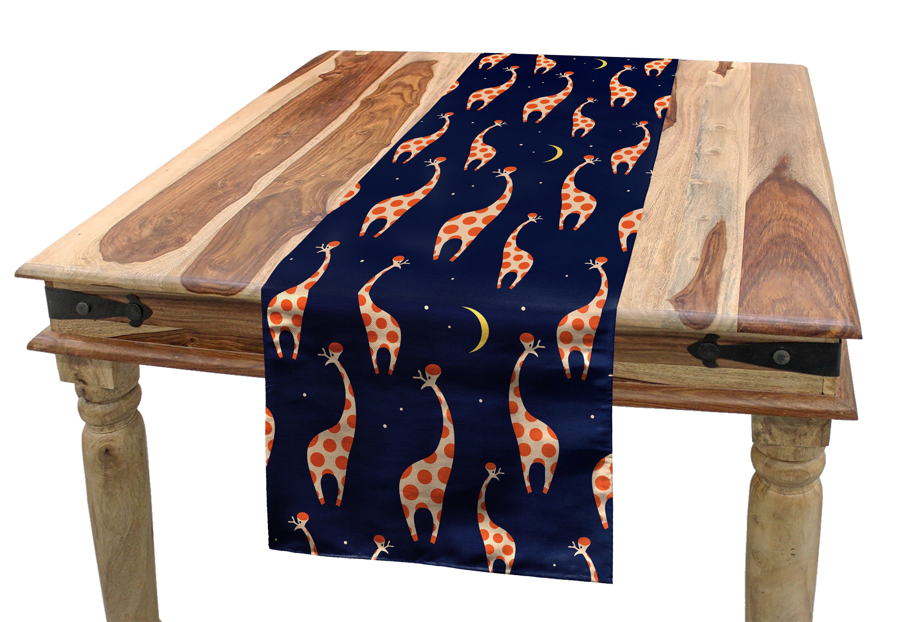 Abakuhaus Tischläufer Esszimmer Küche Rechteckiger Dekorativer Tischläufer, Giraffe Funny Animals Night Sky