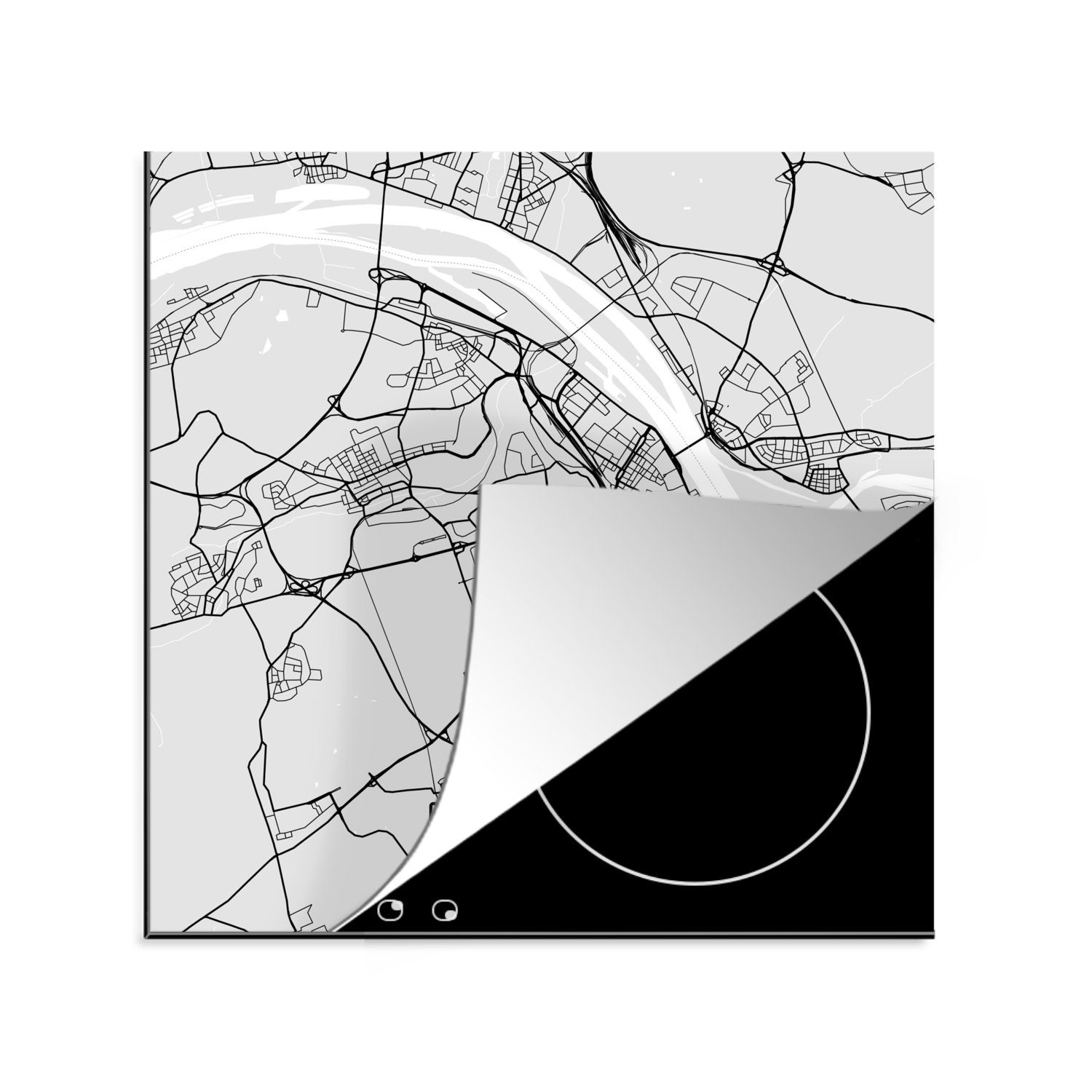 MuchoWow Herdblende-/Abdeckplatte Mainz - Karte - Stadtplan - Deutschland, Vinyl, (1 tlg), 78x78 cm, Ceranfeldabdeckung, Arbeitsplatte für küche