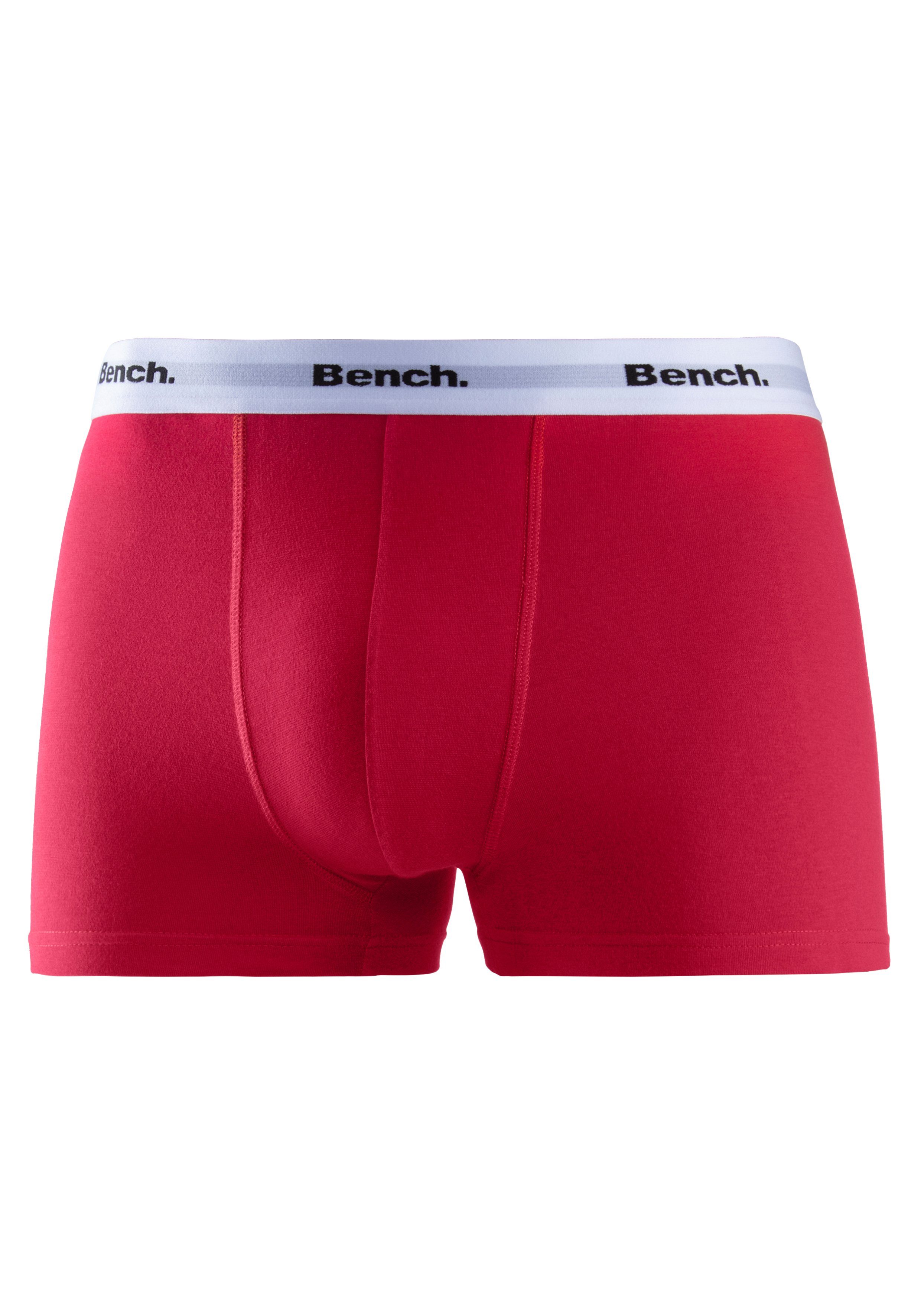 Bench. Boxer (Packung, 4-St) grau-meliert, rot, royalblau, Bund schwarz mit kontrastfarbigem