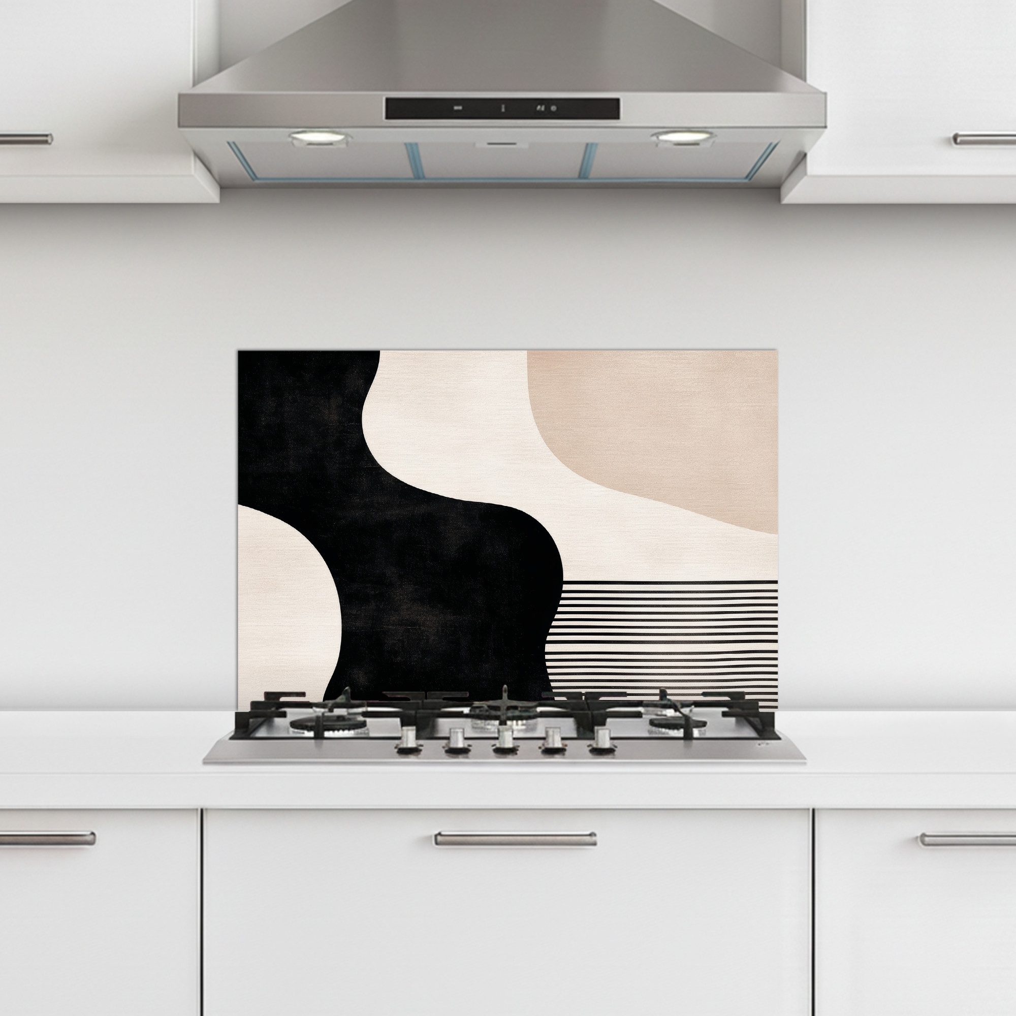 KitchenYeah Küchenrückwand selbstklebend (keine Folie) Abstrakt - Japandi - Beige - Modern, (1-tlg), Küchenrückwand, Küchen Zubehör, 60x40 cm