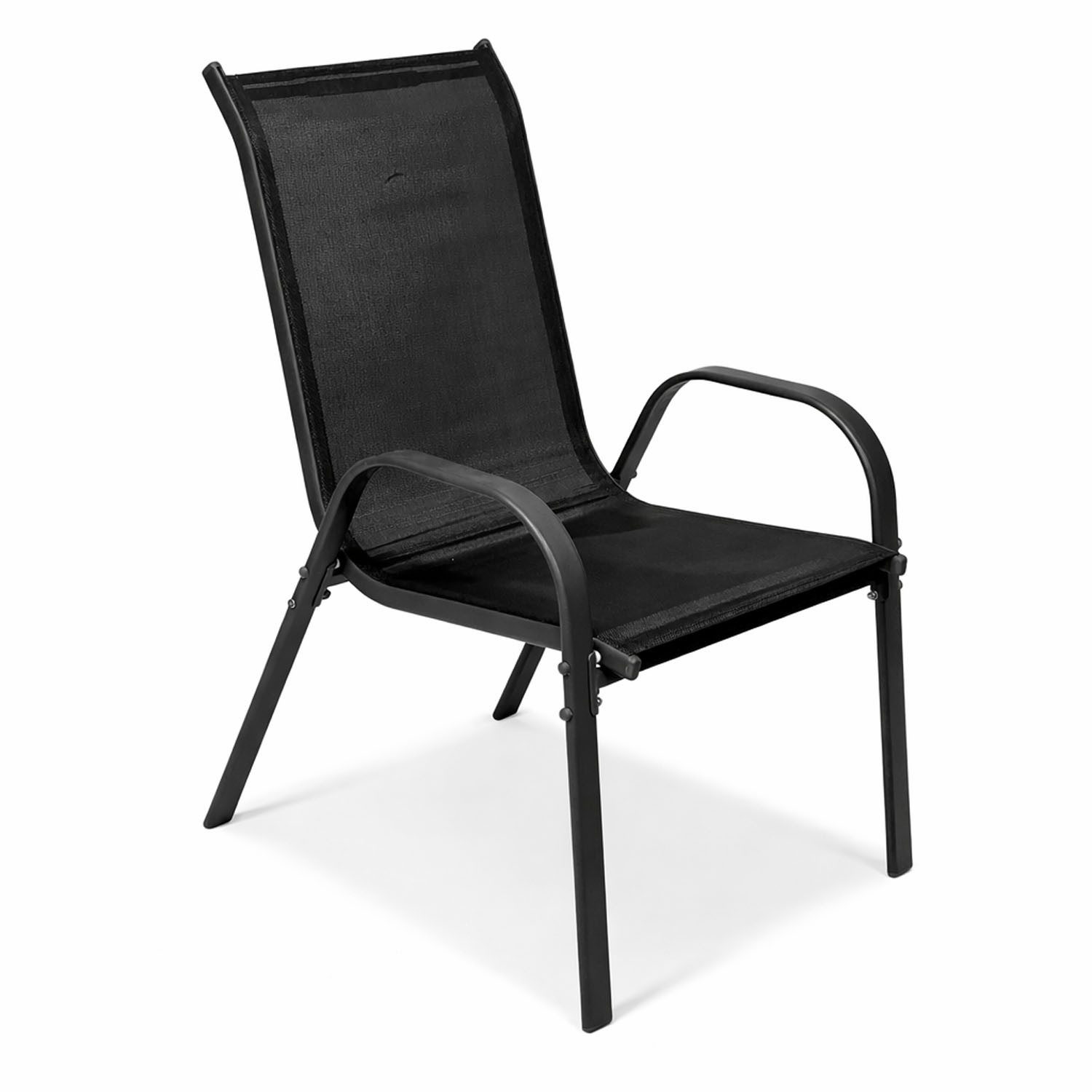 Mojawo Armlehnstuhl Outdoorstuhl Gartenstuhl Stapelstuhl Metall Anthrazit Textilen schwarz