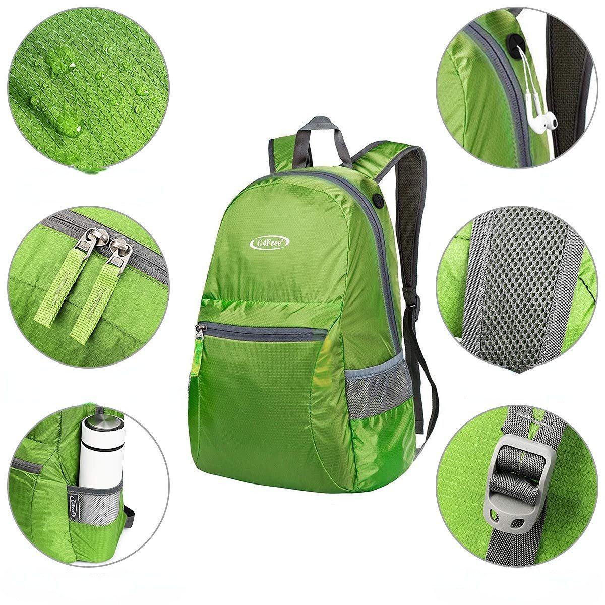 G4Free Trekkingrucksack 20L Trekkingrucksack Reiserucksack Minirucksack Daypack Faltbar, Freizeitrucksack Packsack Tagesrucksack Wanderrucksack Wasserabweisend