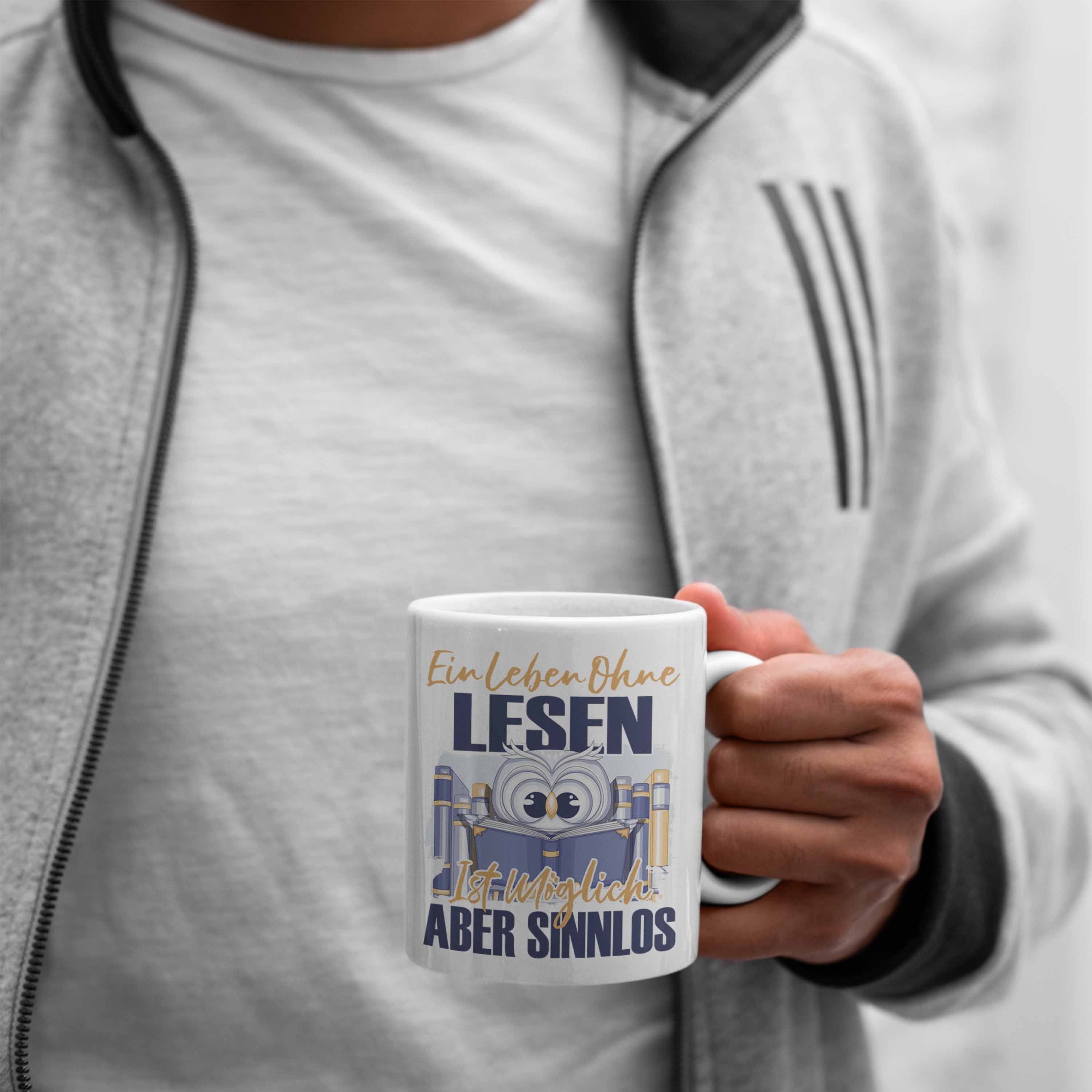 Trendation Leseratte Tasse Weiss Tasse Geschenk Spruch Geschenk Lesen Bücherwurm - Trendation