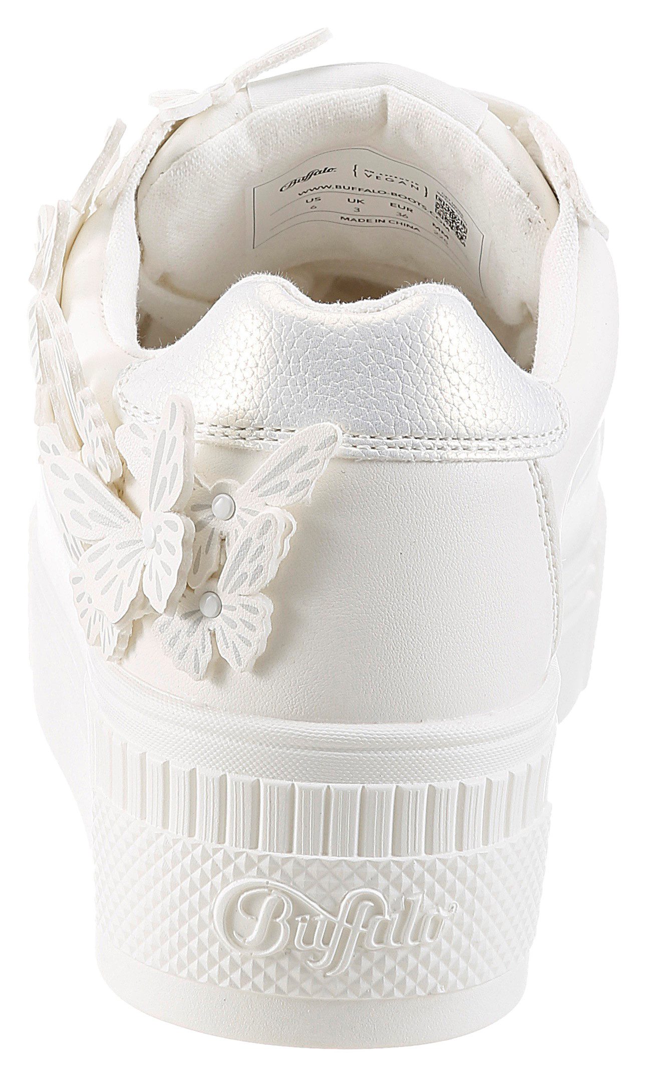 Buffalo Plateausneaker Freizeitschuh, Halbschuh, Schnürschuh mit Schmetterlings-Verzierung
