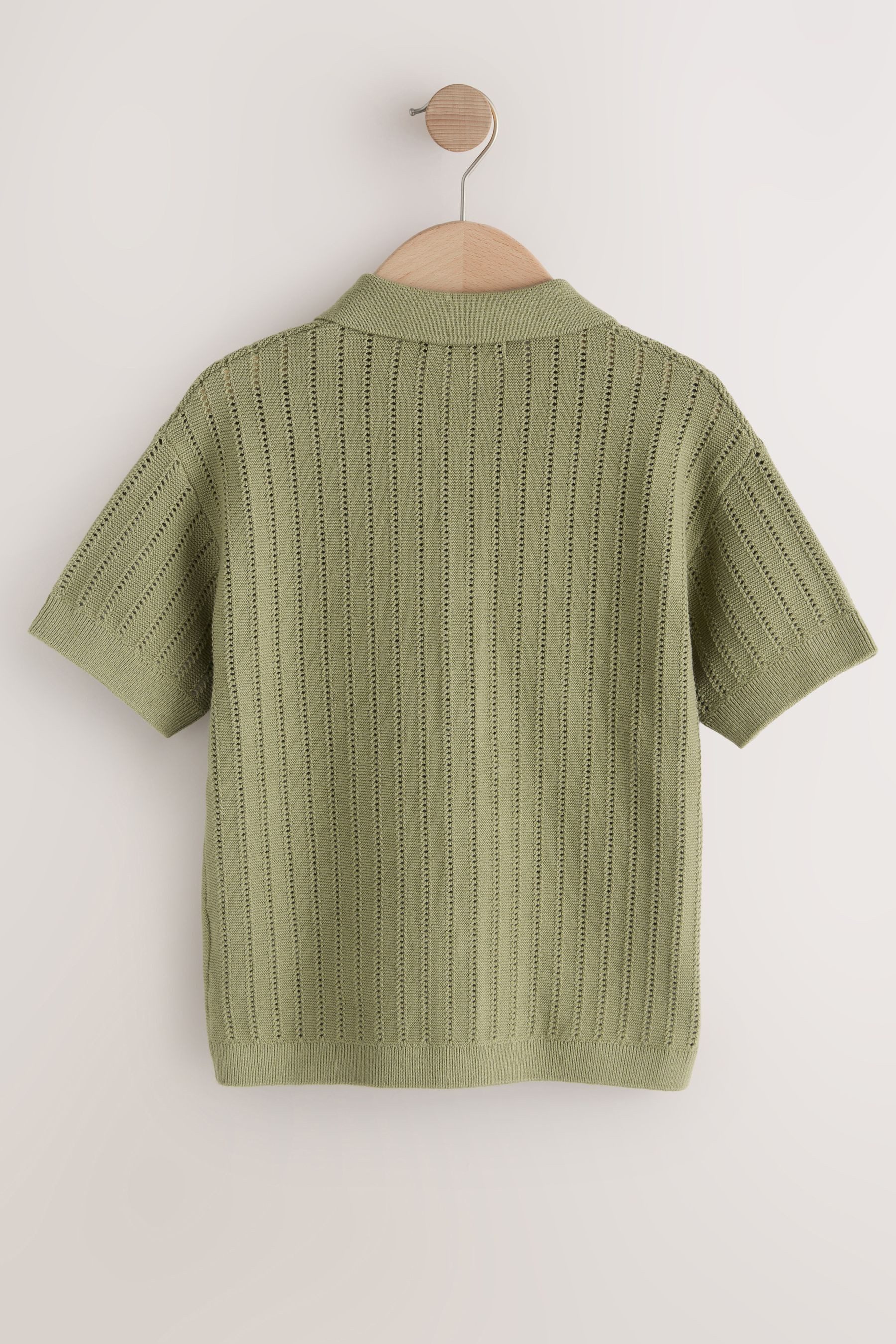 Next Polokragenpullover Strukturiertes Strick-Polo-Shirt mit Reverskragen (1-tlg)