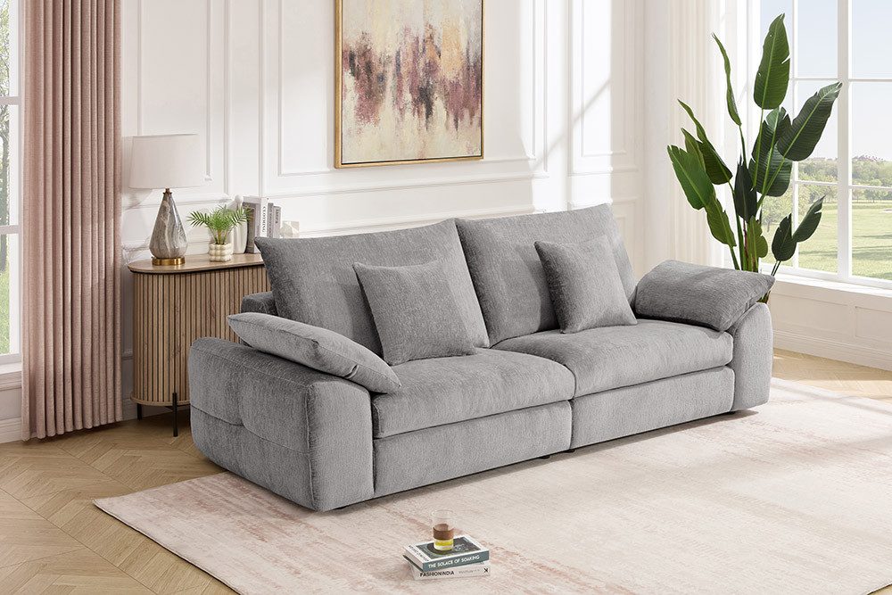 riess-ambiente Sofa SOHO 265cm grau – Chenille, 4-Sitzer, Wellenunterfederung, Einzelartikel 1 Teile, großzügige Couch mit hohem Sitzkomfort – ideal fürs Wohnzimmer
