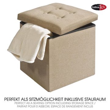 CelinaTex Dekokissen Falthocker Sitzhocker Truhe mit Stauraum faltbar 38x38x38cm beige, als Fußablage verwendbar,Wohnraumdekoration,vielseitig verwendbar
