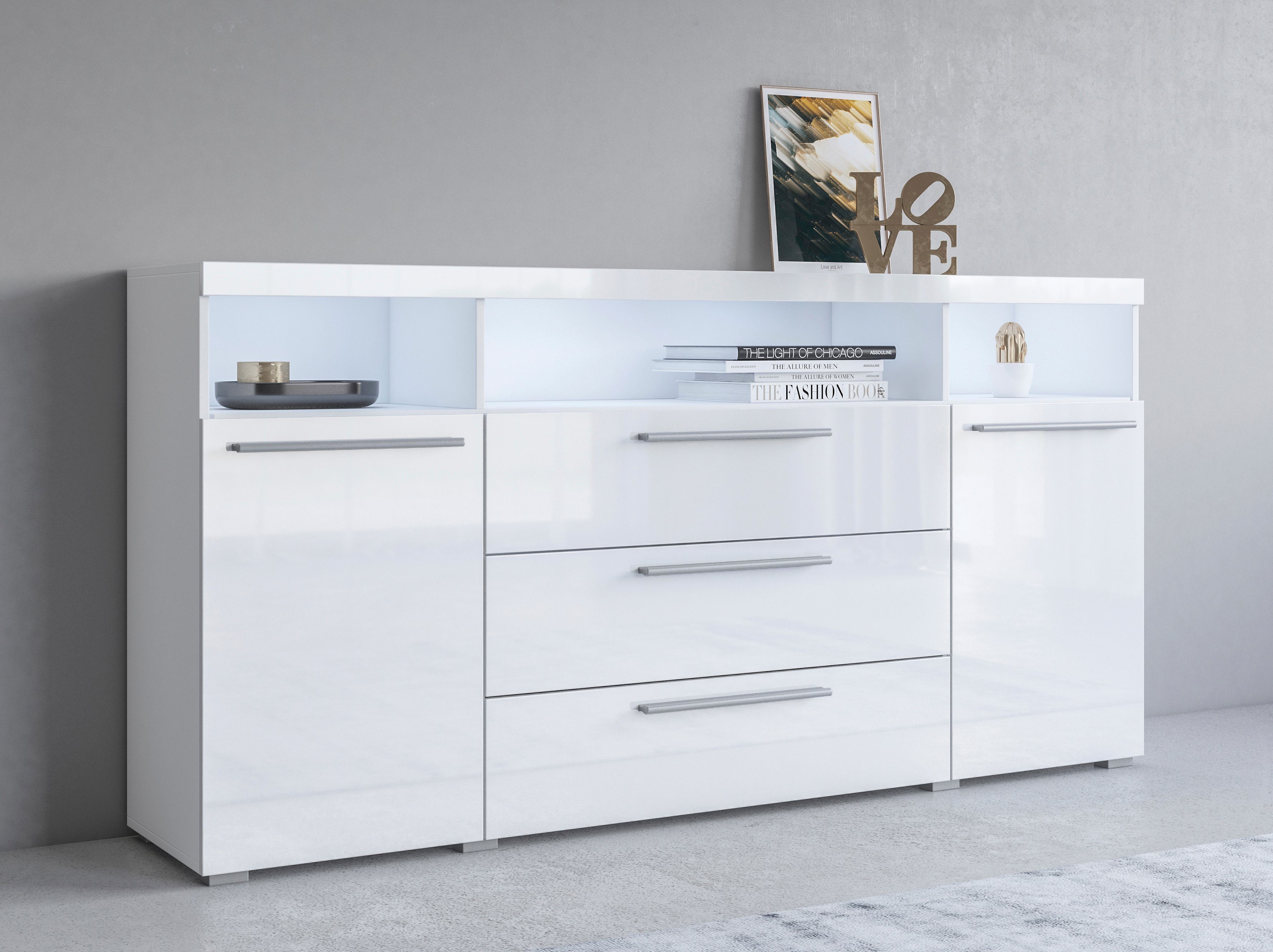 INOSIGN Sideboard, Kommode viel Stauraum, Einlegeböden verstellbar,ohne Beleuchtung