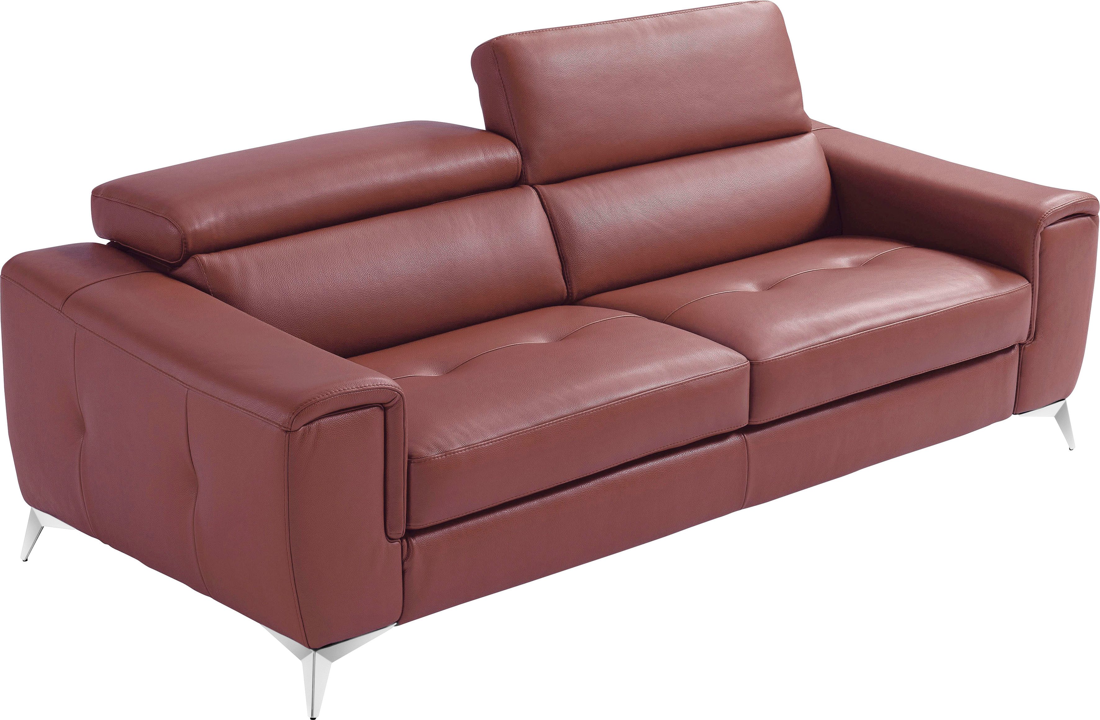 Egoitaliano Schlafsofa Francine Designsofa, Loungesofa mit Dauerschlaffunktion, Breite 233 cm, mit Bettfunktion, Leder BULL, rosebraun, Fußfarbe chrom